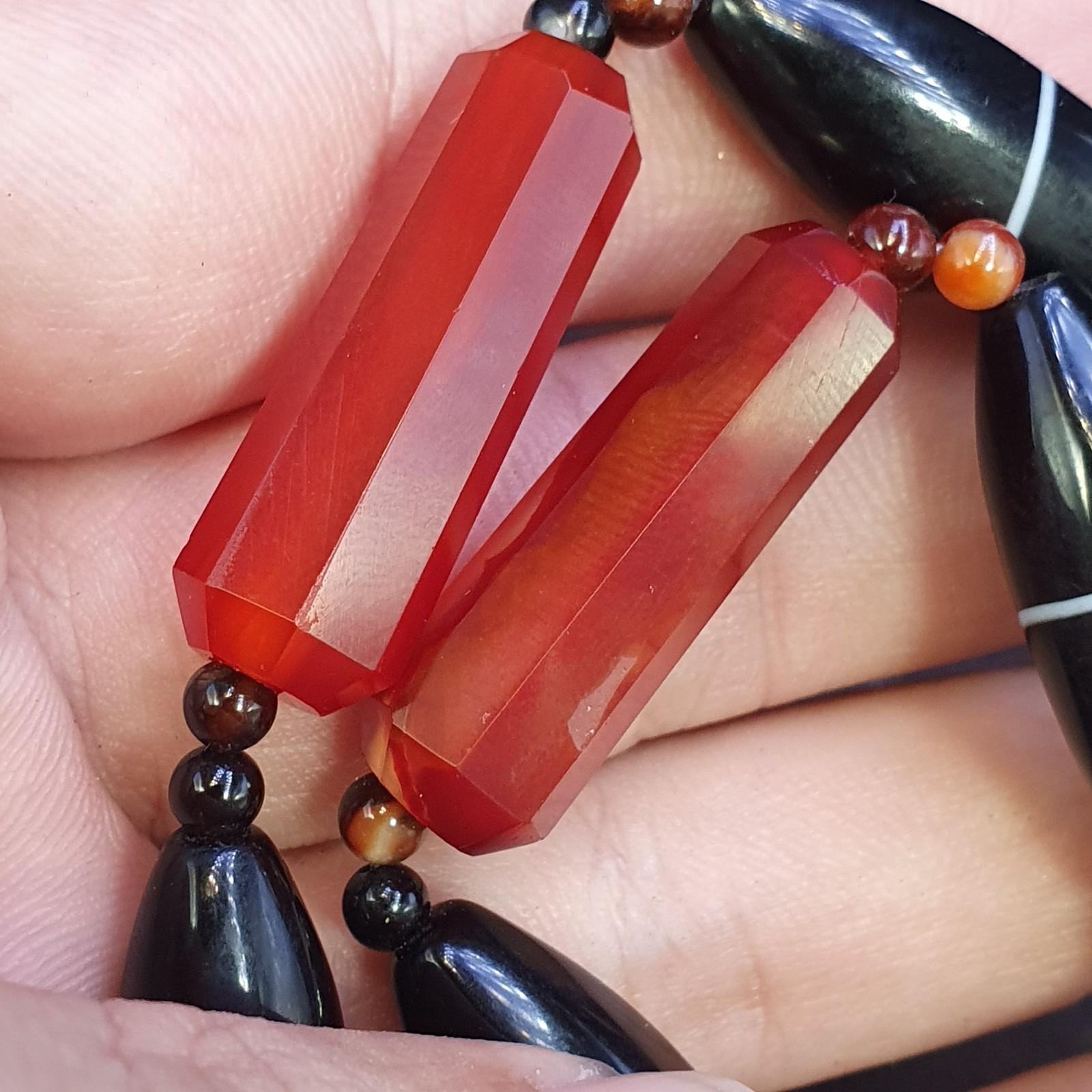 Vintage Carnelian Suleimanagate Necklace: Middle Eastern Beaded Jewelry