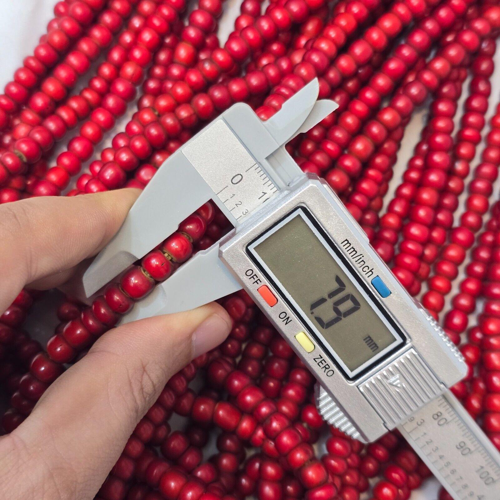 7-8mm antique venetian white heart trade beads long strand