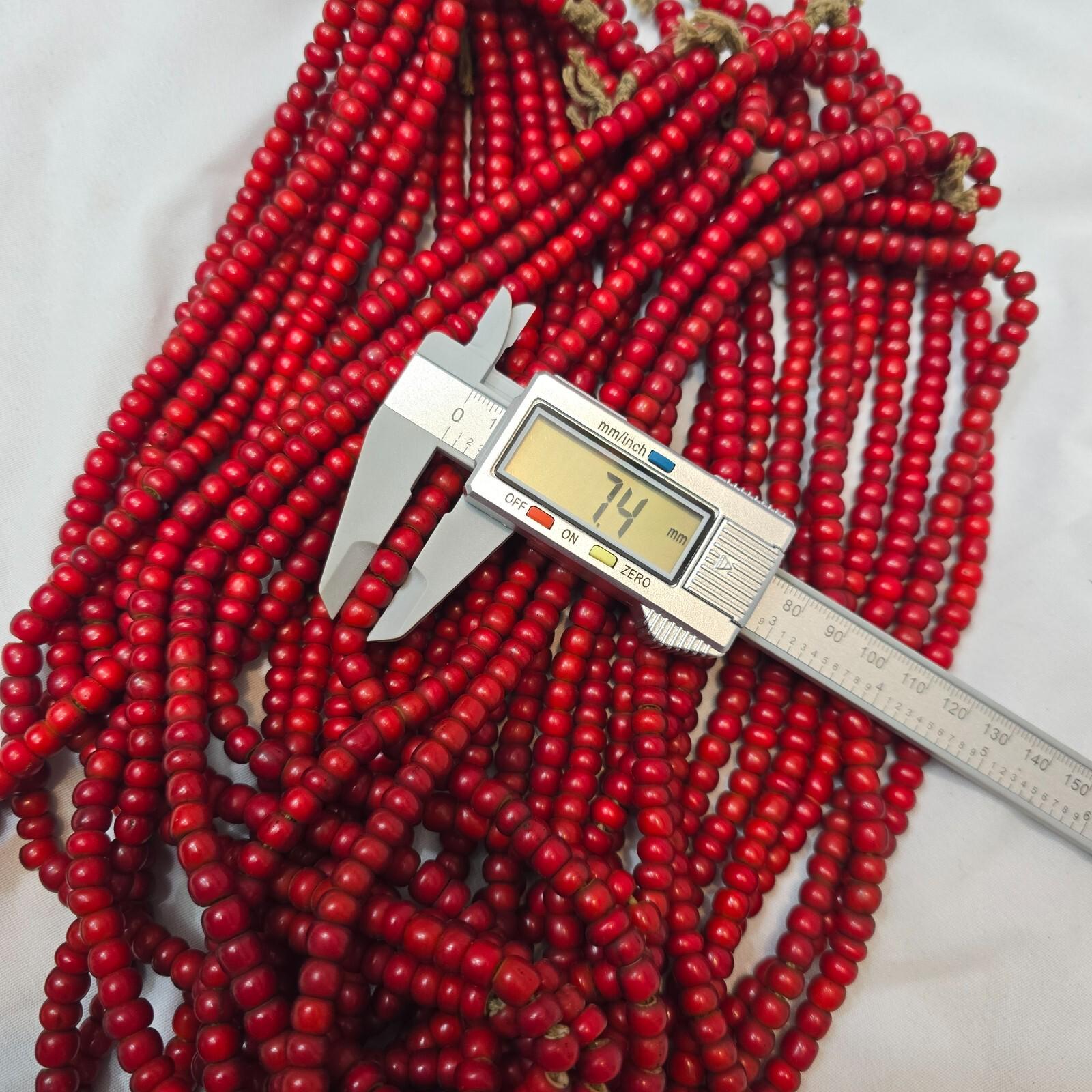 7-8mm antique venetian white heart trade beads long strand