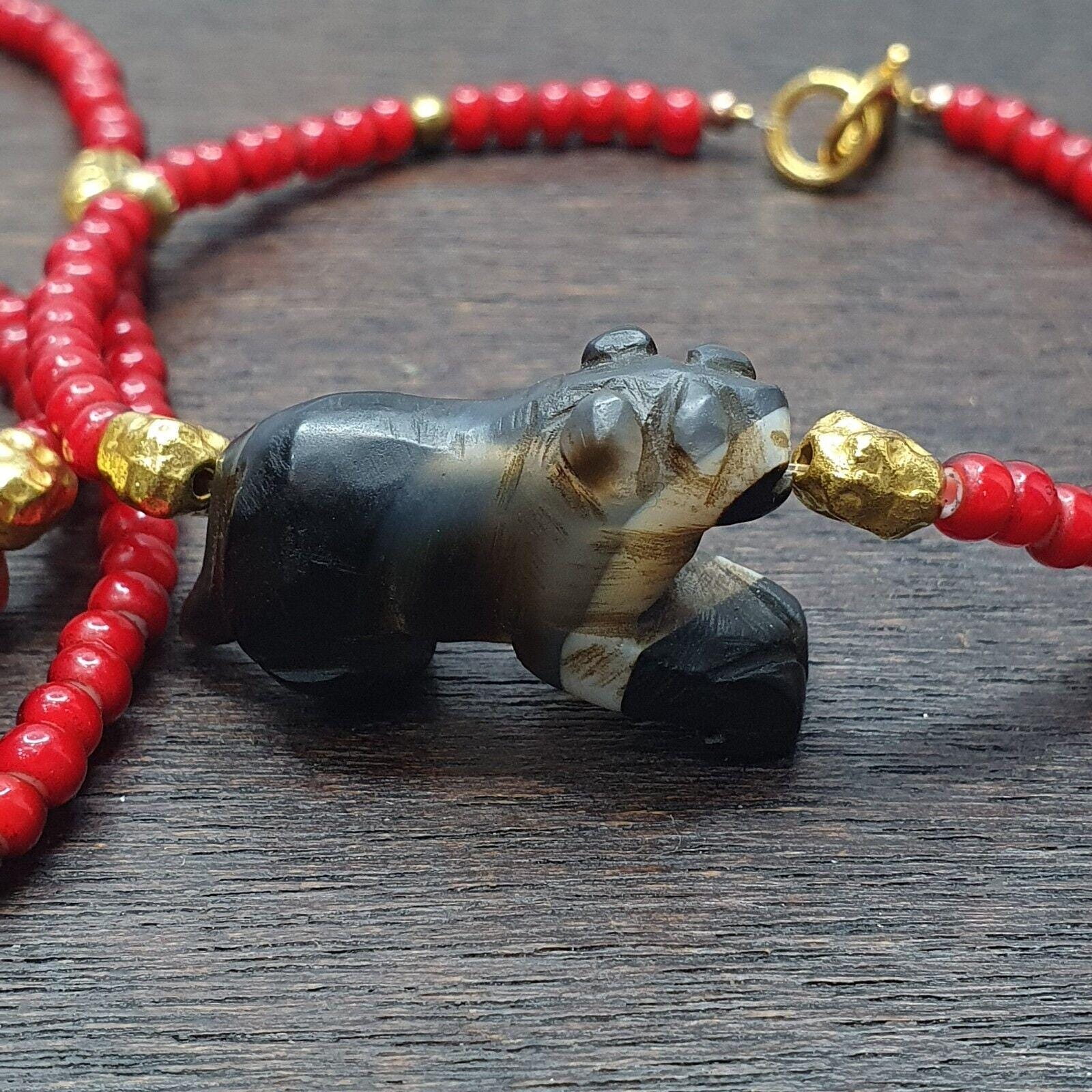 Antique sulemani agate animals venetian whiteheart beads necklace bracelet