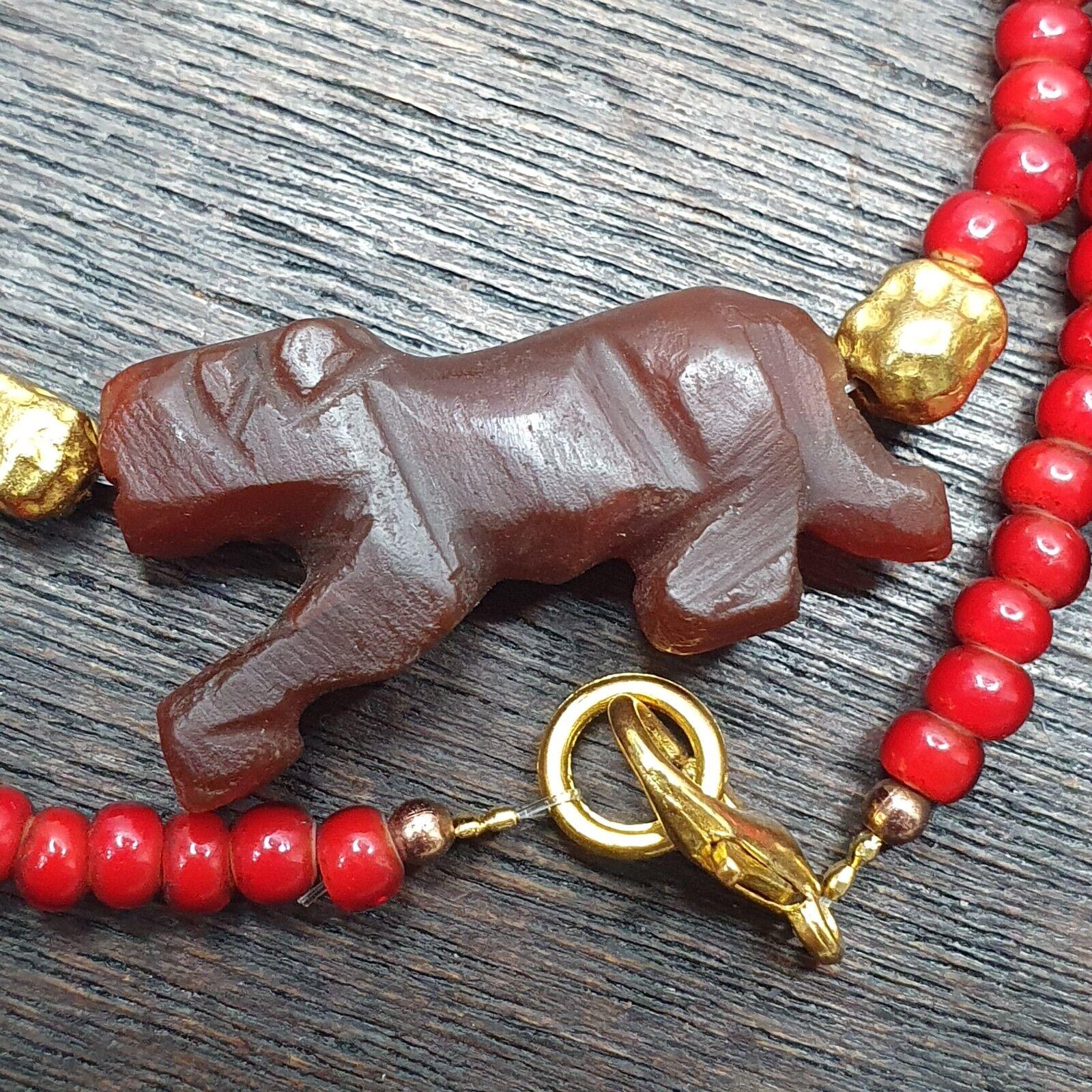 Antique sulemani agate animals venetian whiteheart beads necklace bracelet