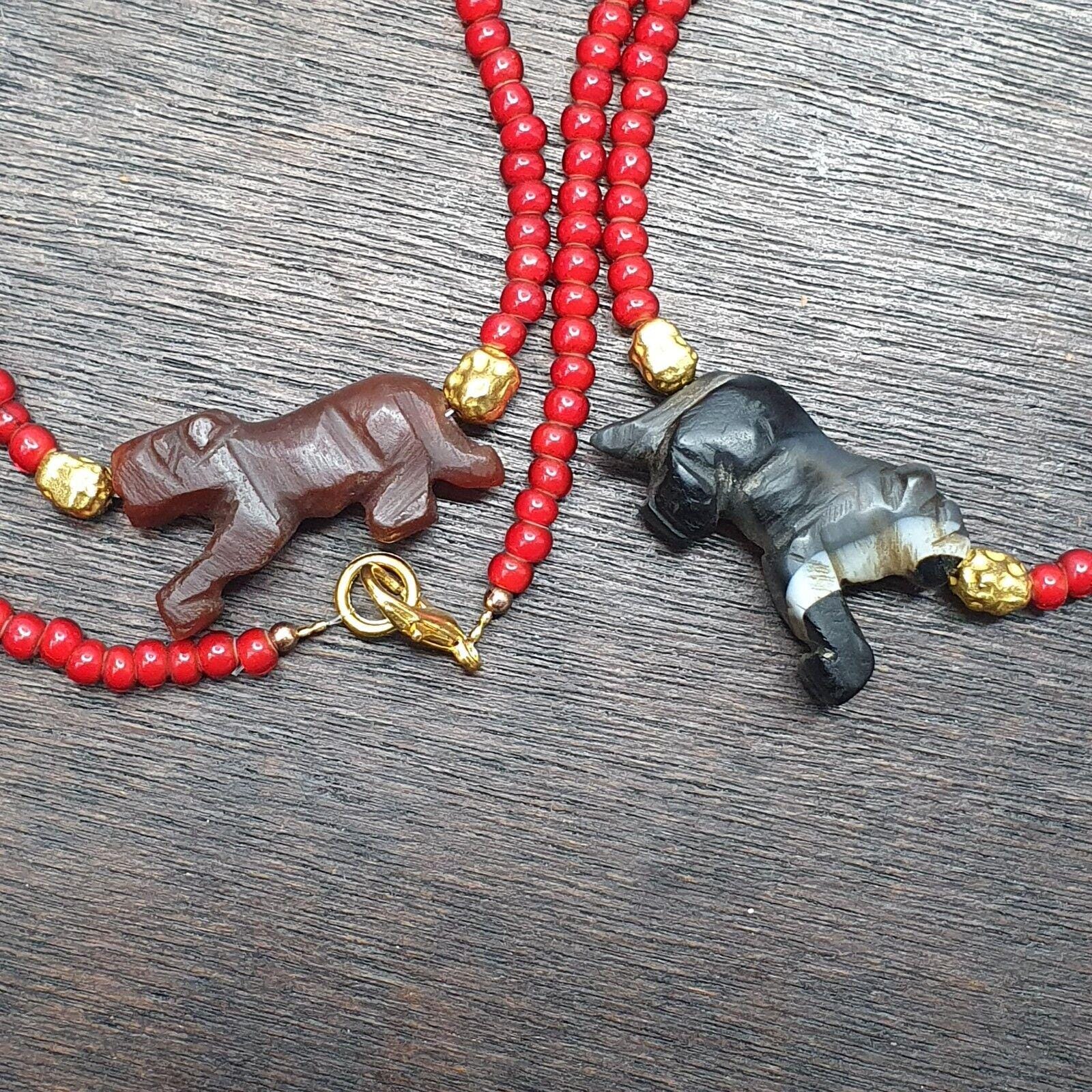 Antique sulemani agate animals venetian whiteheart beads necklace bracelet