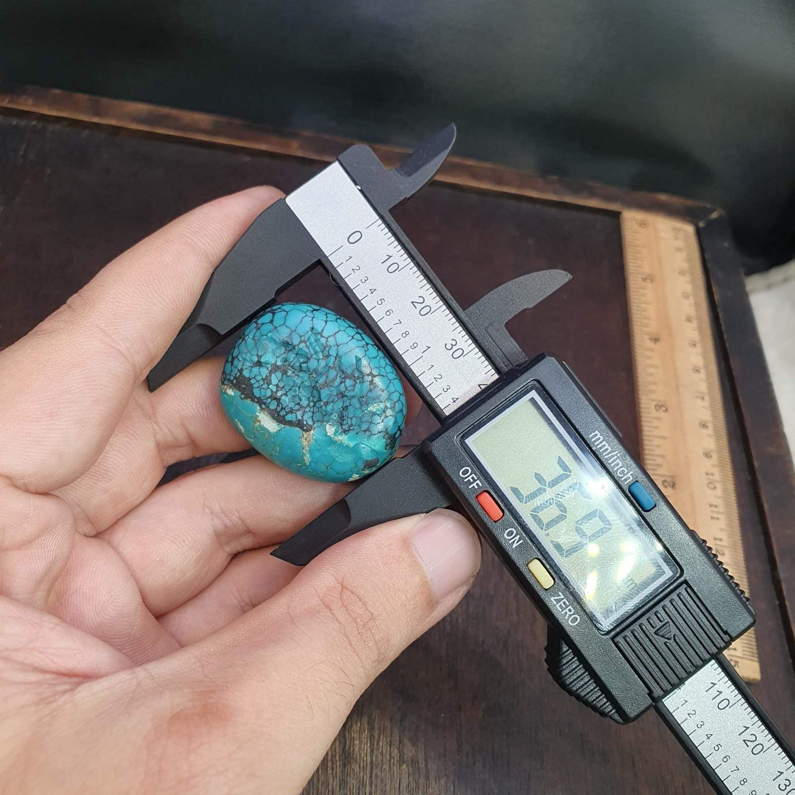 Anitique blue turquoise stamp seal intaglio angry bull  engraved pendant bead