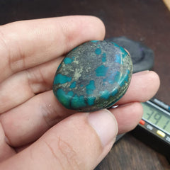 Anitique blue green turquoise stamp seal intaglio engraved pendant bead