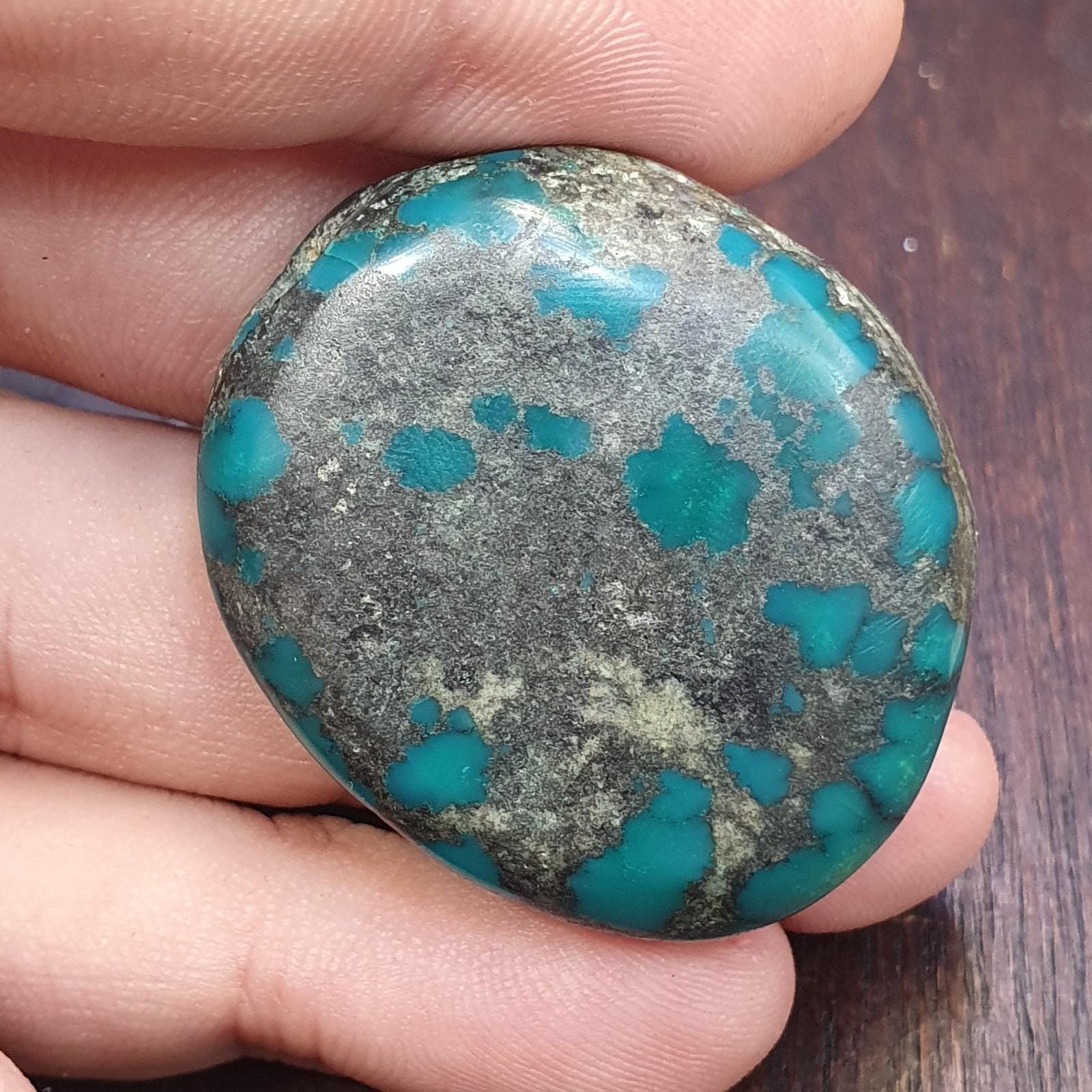 Anitique blue green turquoise stamp seal intaglio engraved pendant bead