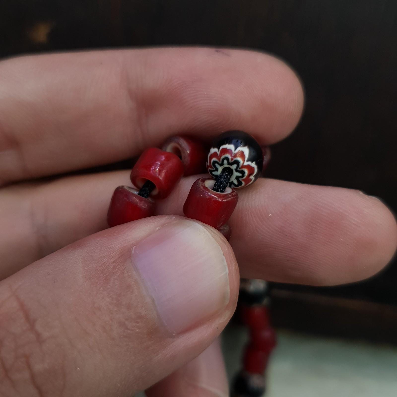 Venetian Whiteheart Chevron Bead Necklace: Amethyst Turquoise Pendant