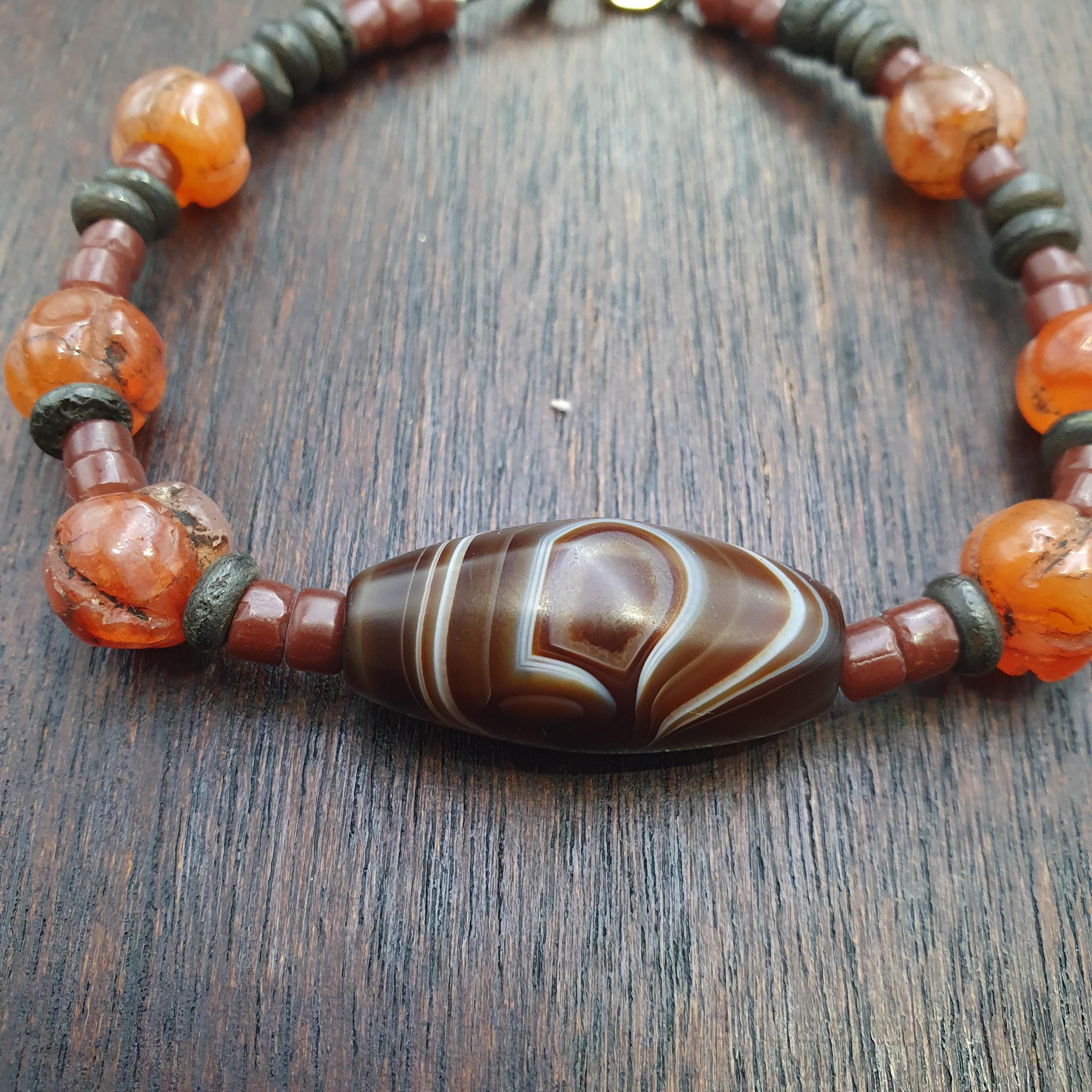 Old african yemeni soleimani carnelian beaded bracelet