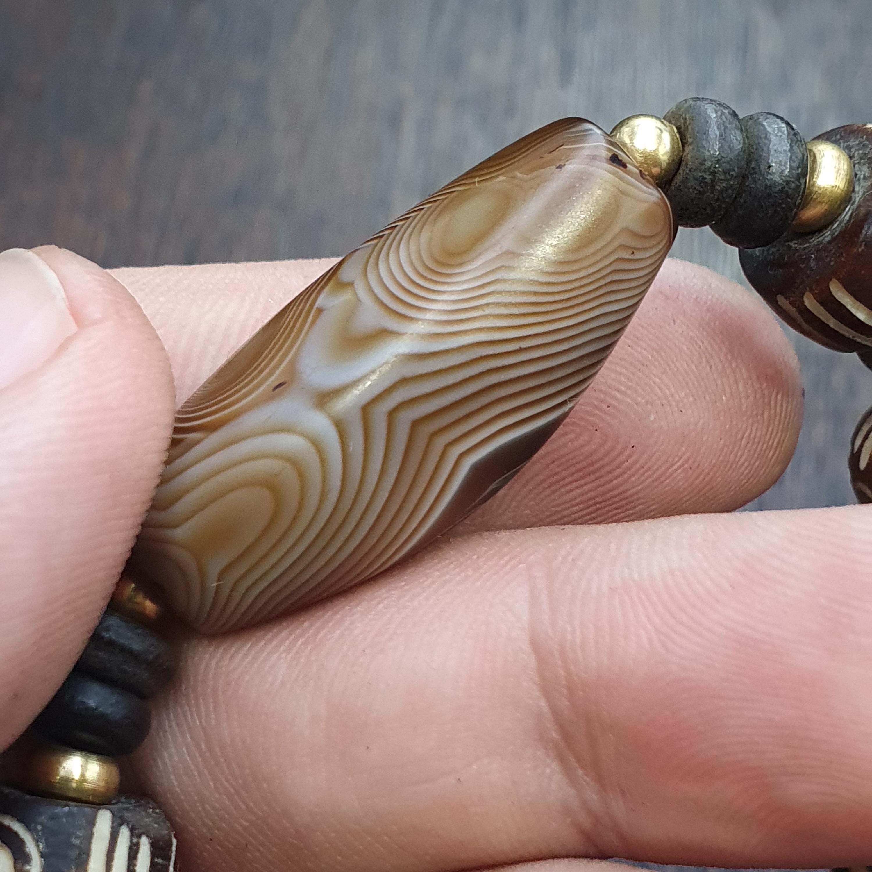 Old natural eye agate soleimani carnelian beads beaded bracelet r3