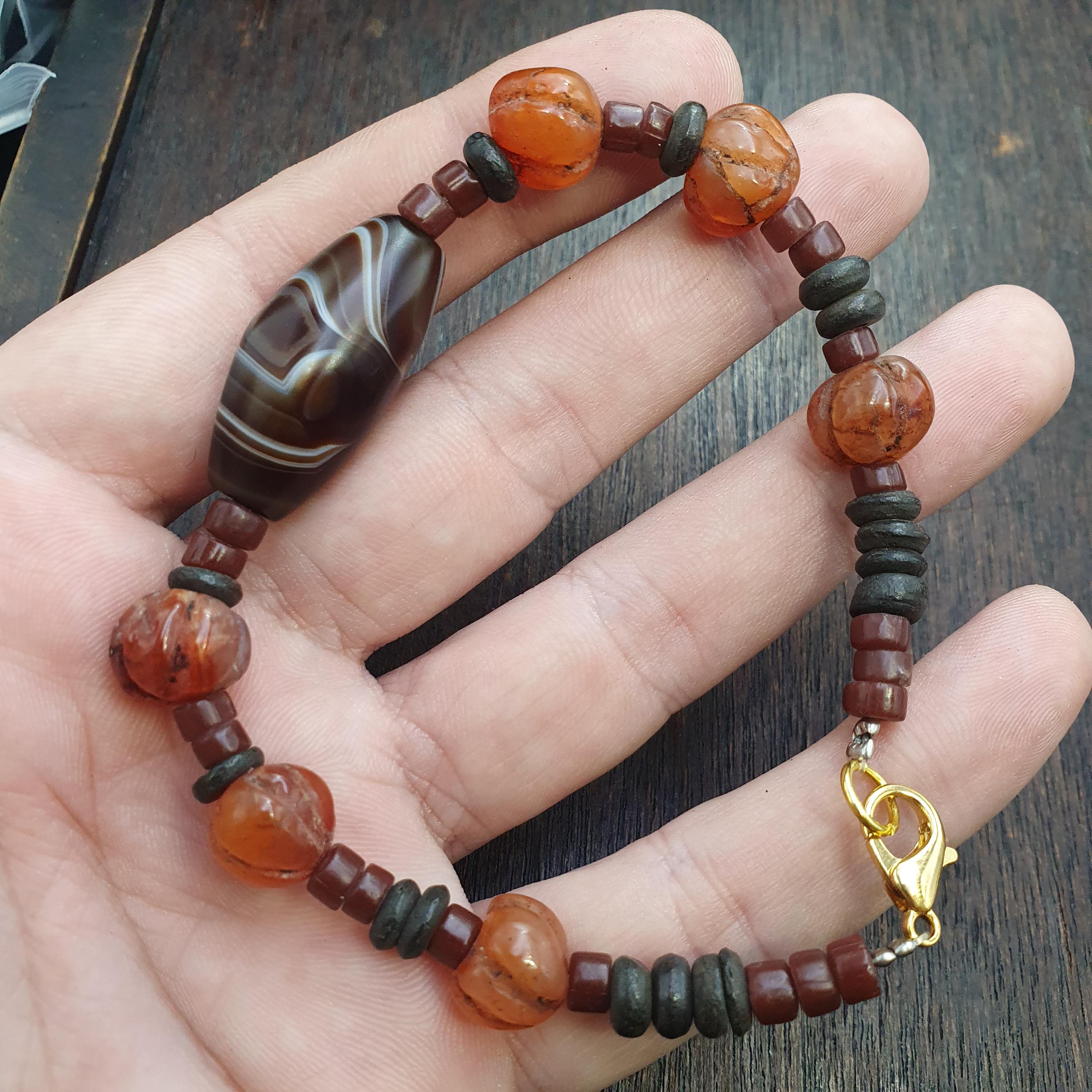 Old african yemeni soleimani carnelian beaded bracelet