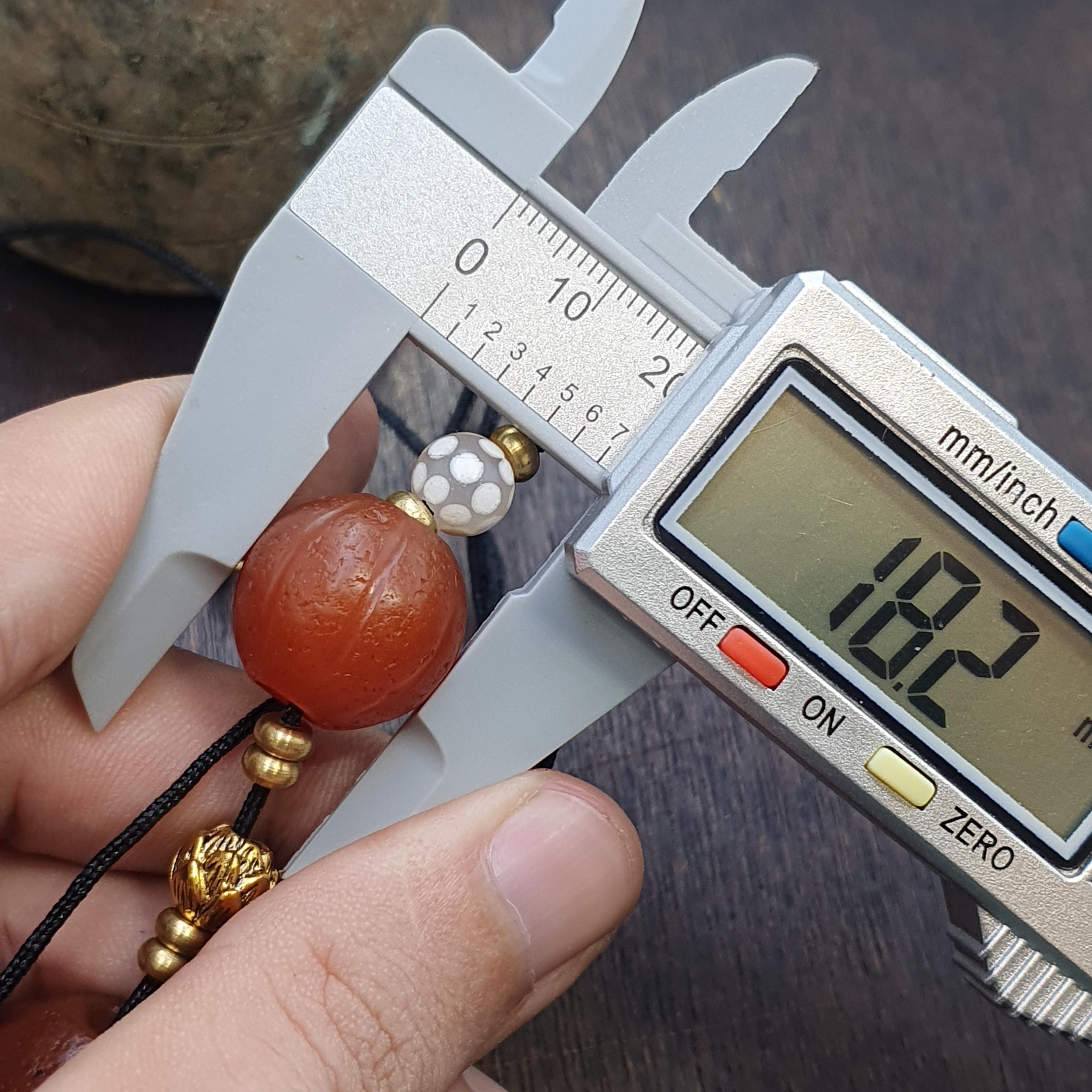 2 old himalayan red agate carnelian melon shape beads 18mm rd-r2