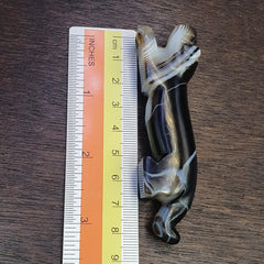 Antique tibetan agate animal figurine lion figure agate bead amulet