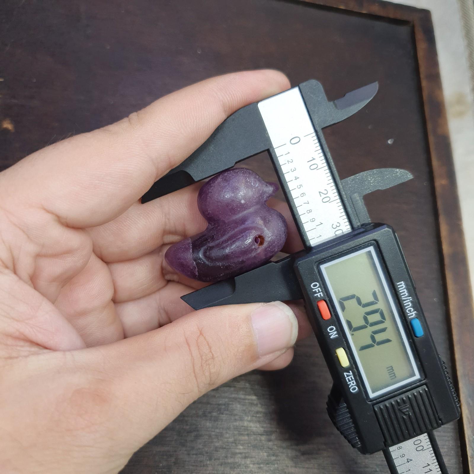 Antique amethyst duck animal figurine bird sculpture bead amulet