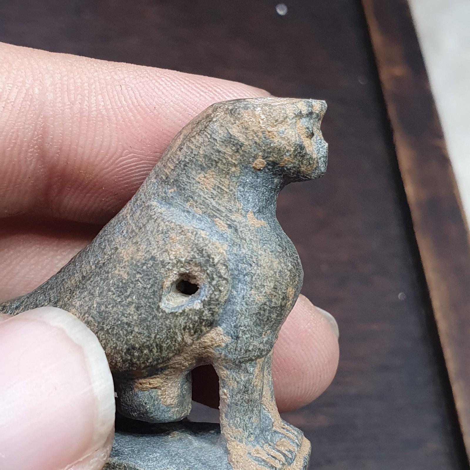 Antique stone animal figurine mysterious bird bead amulet