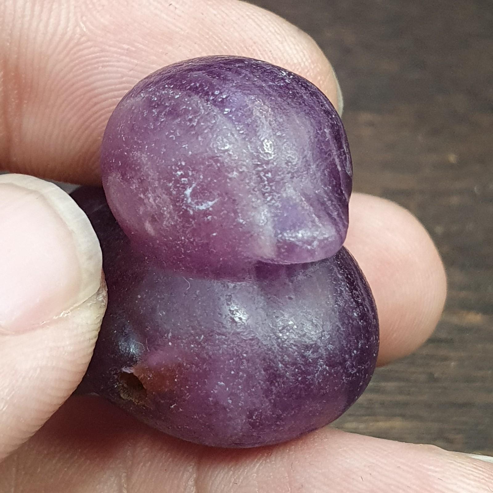 Antique amethyst duck animal figurine bird sculpture bead amulet