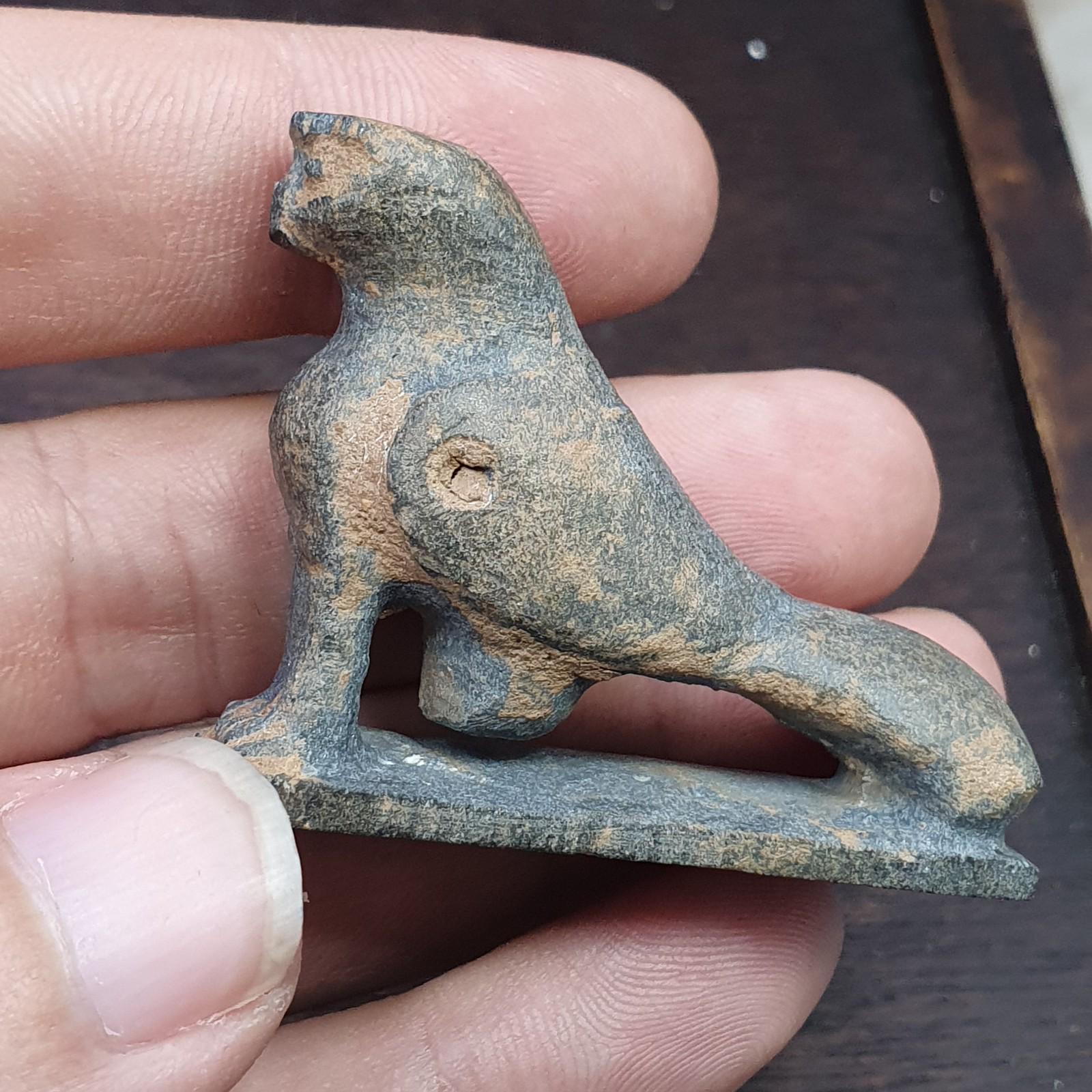 Antique stone animal figurine mysterious bird bead amulet