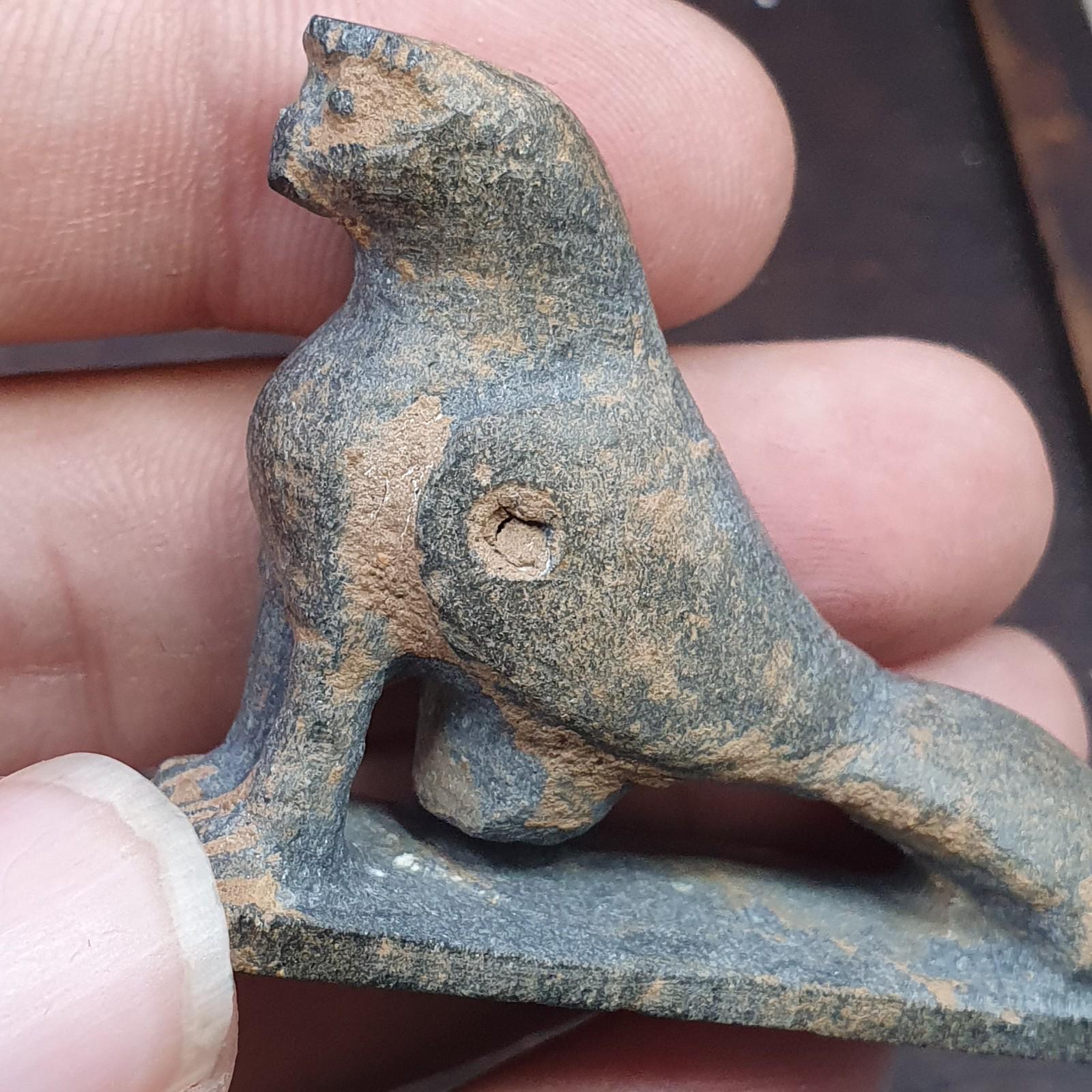 Antique stone animal figurine mysterious bird bead amulet