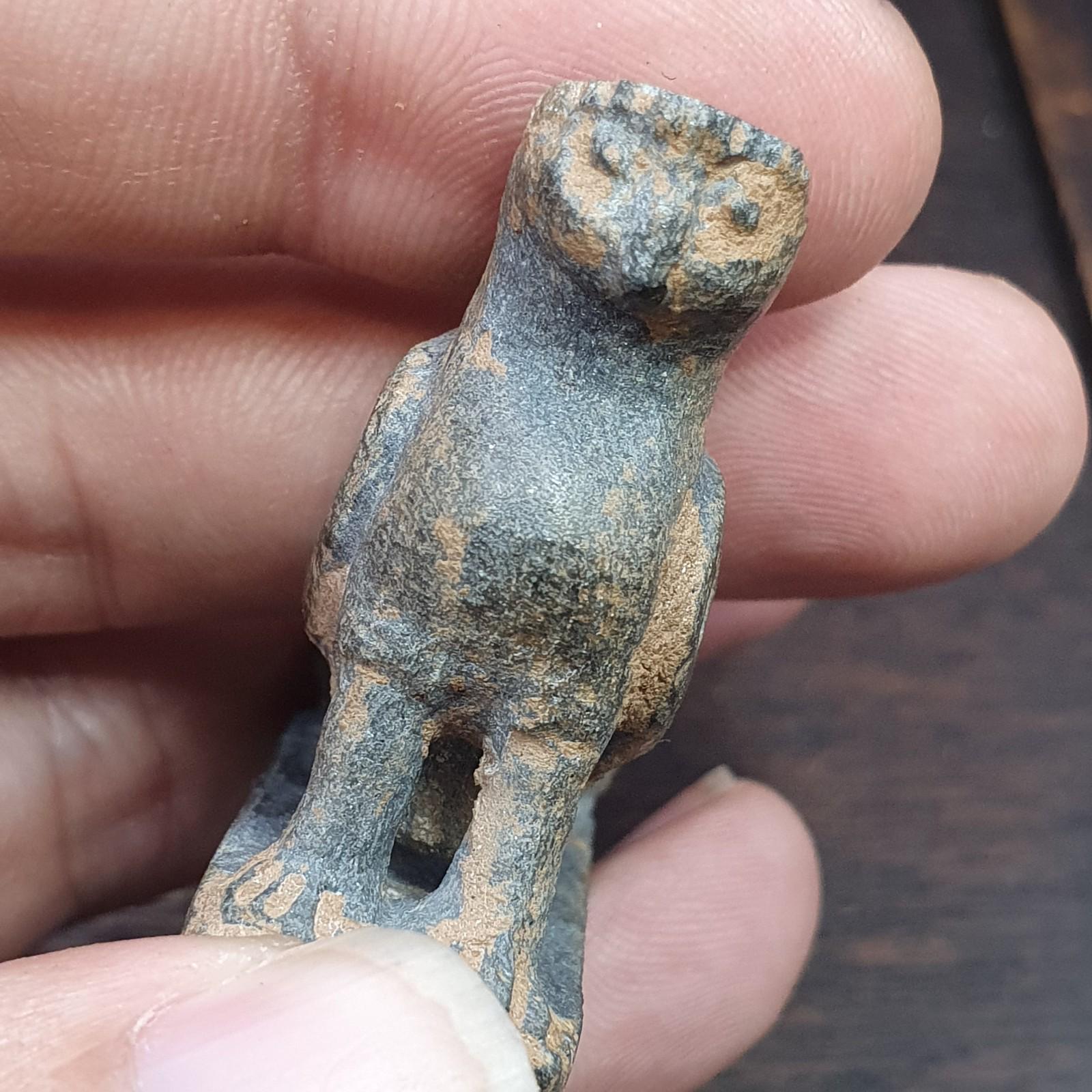 Antique stone animal figurine mysterious bird bead amulet