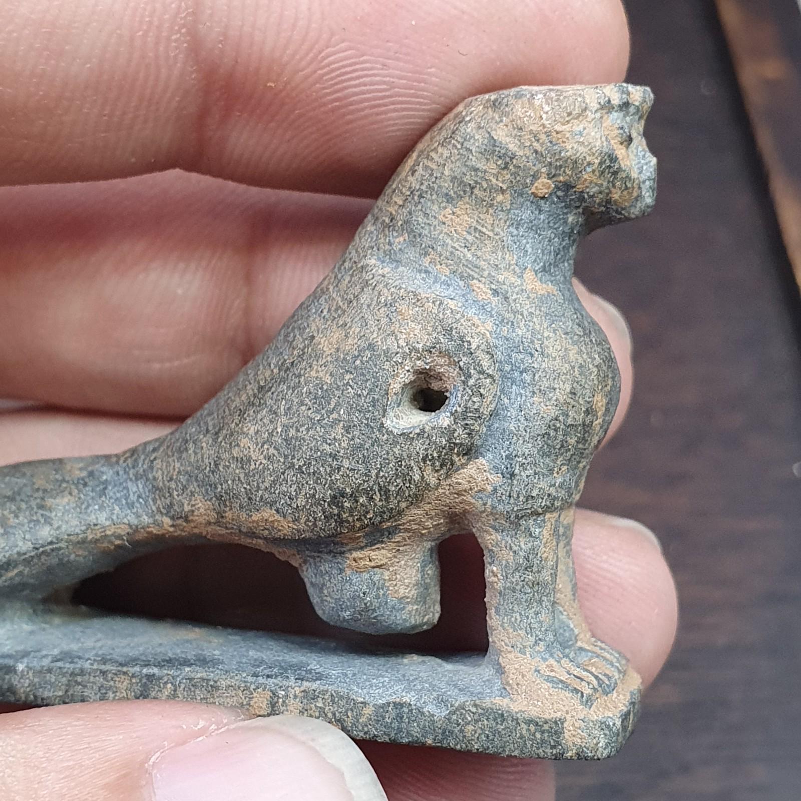 Antique stone animal figurine mysterious bird bead amulet