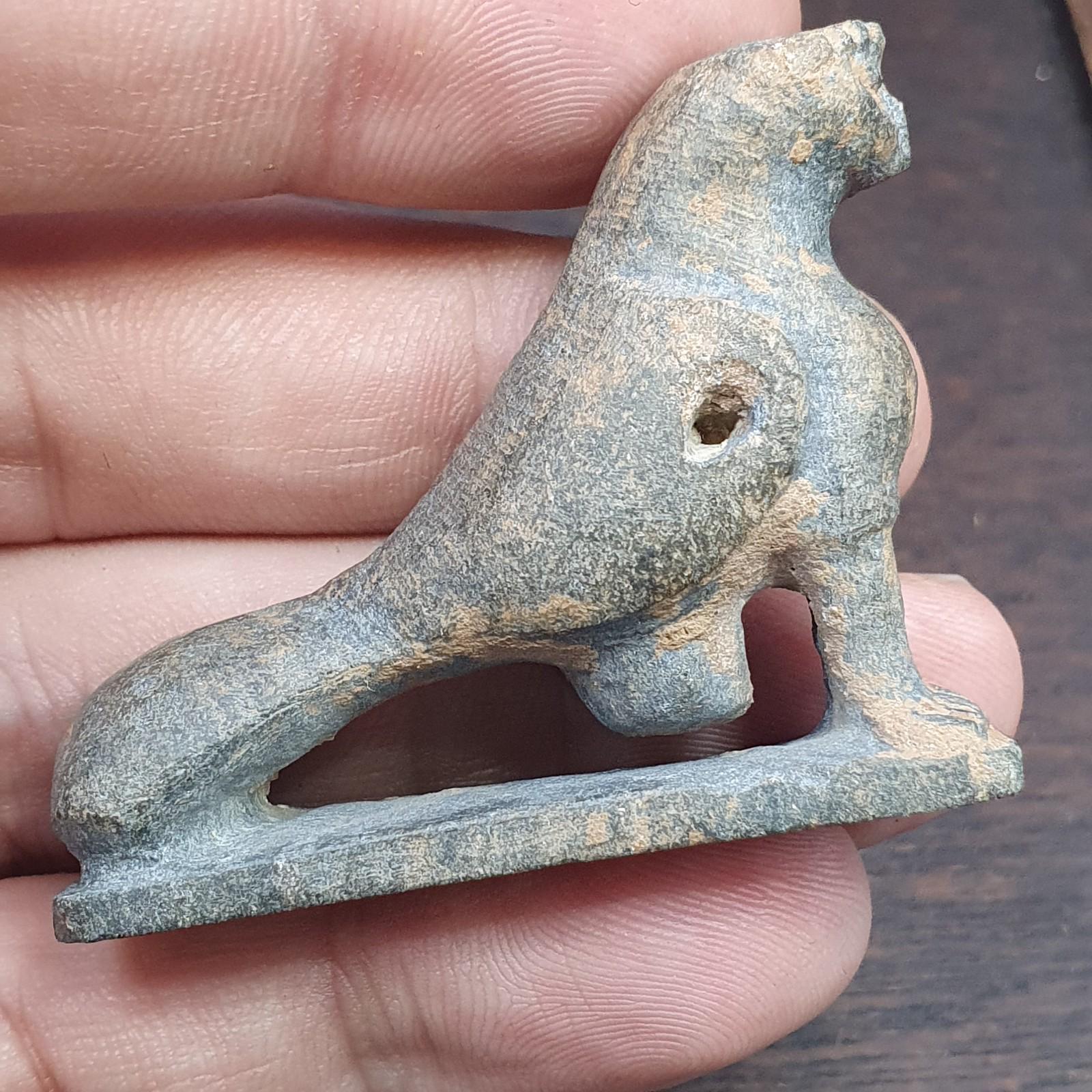 Antique stone animal figurine mysterious bird bead amulet