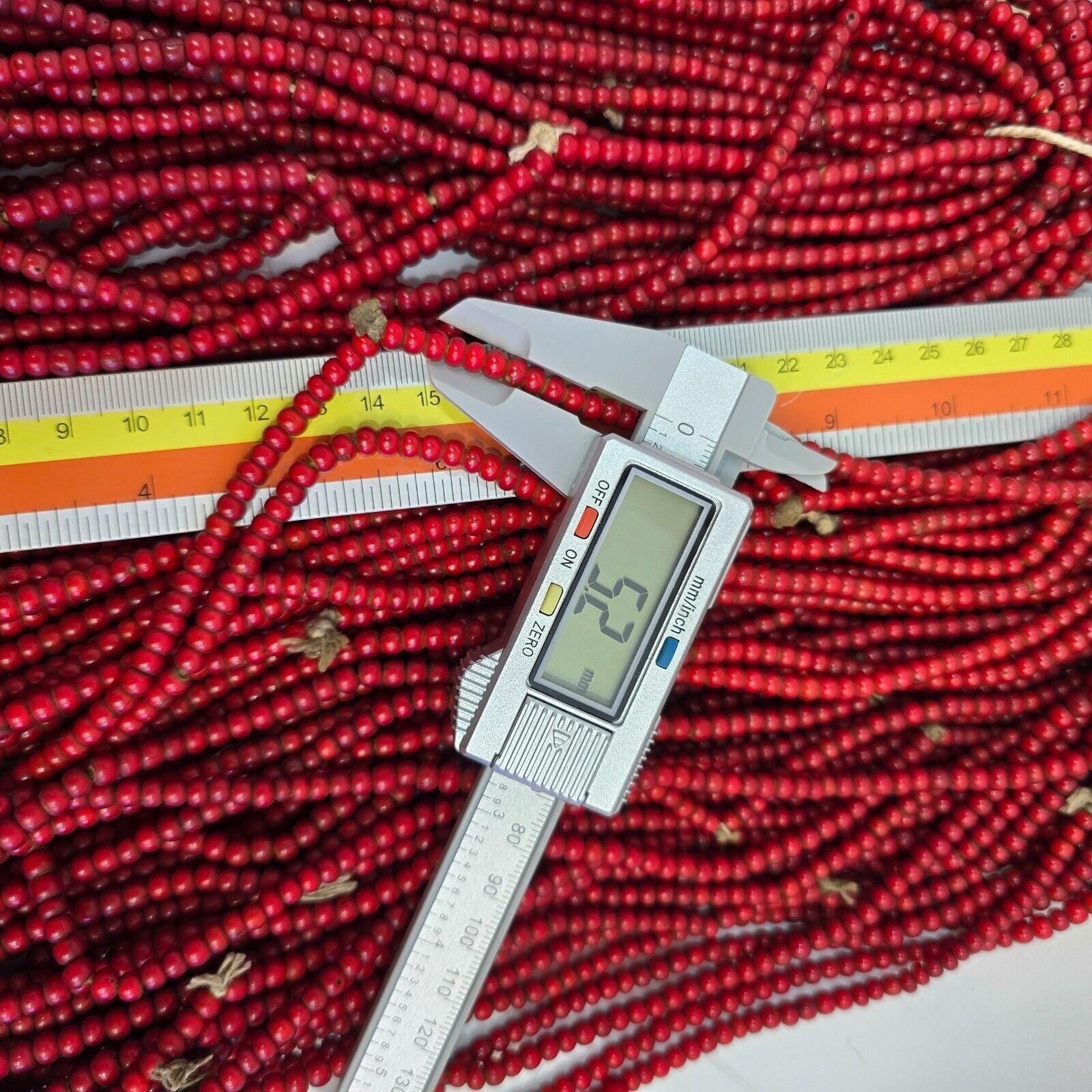 5mm-5.5mm antique venetian cranberry red white heart trade beads strands