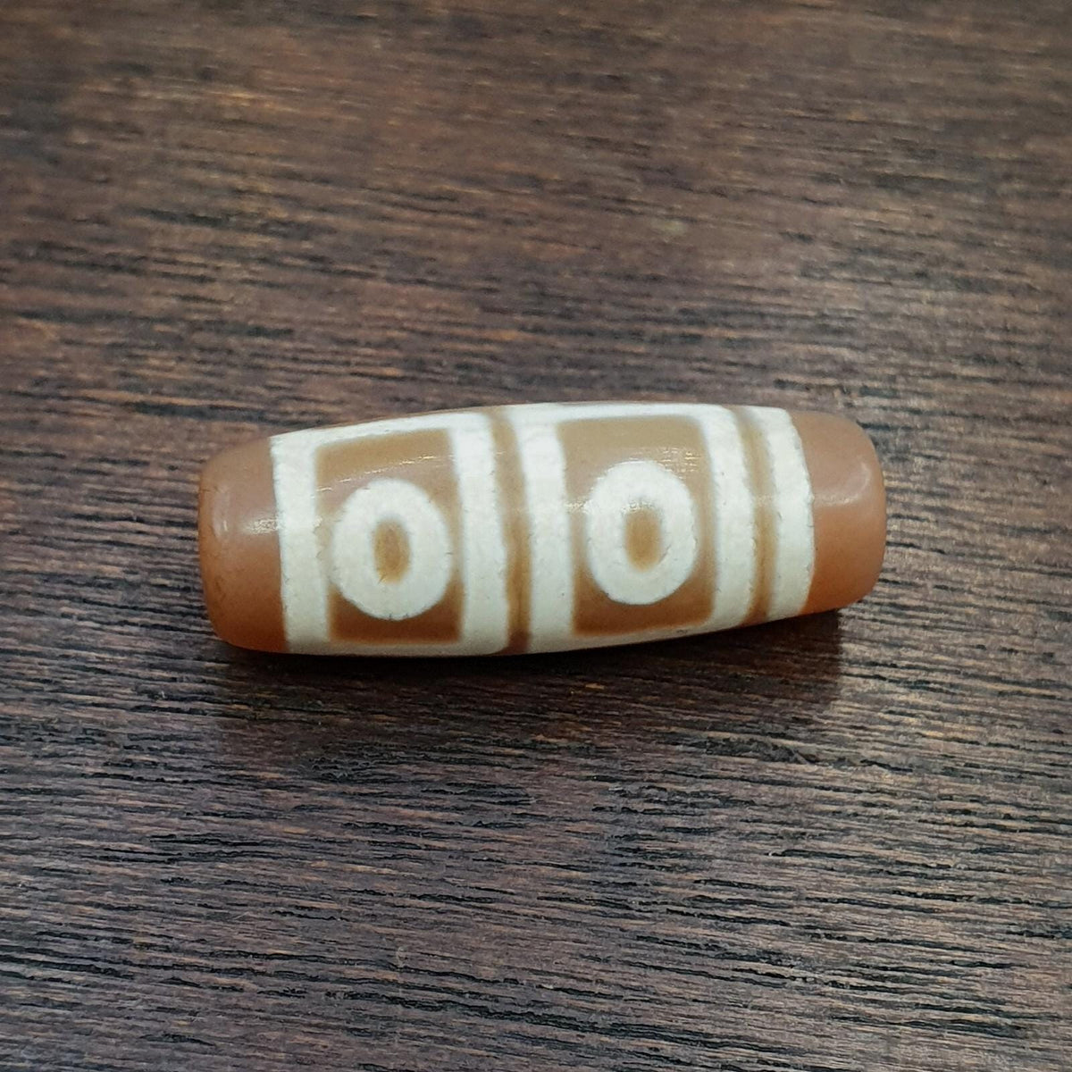 4 eyes old himalayan indo tibetan pinkish agate dzi bead rare pattern