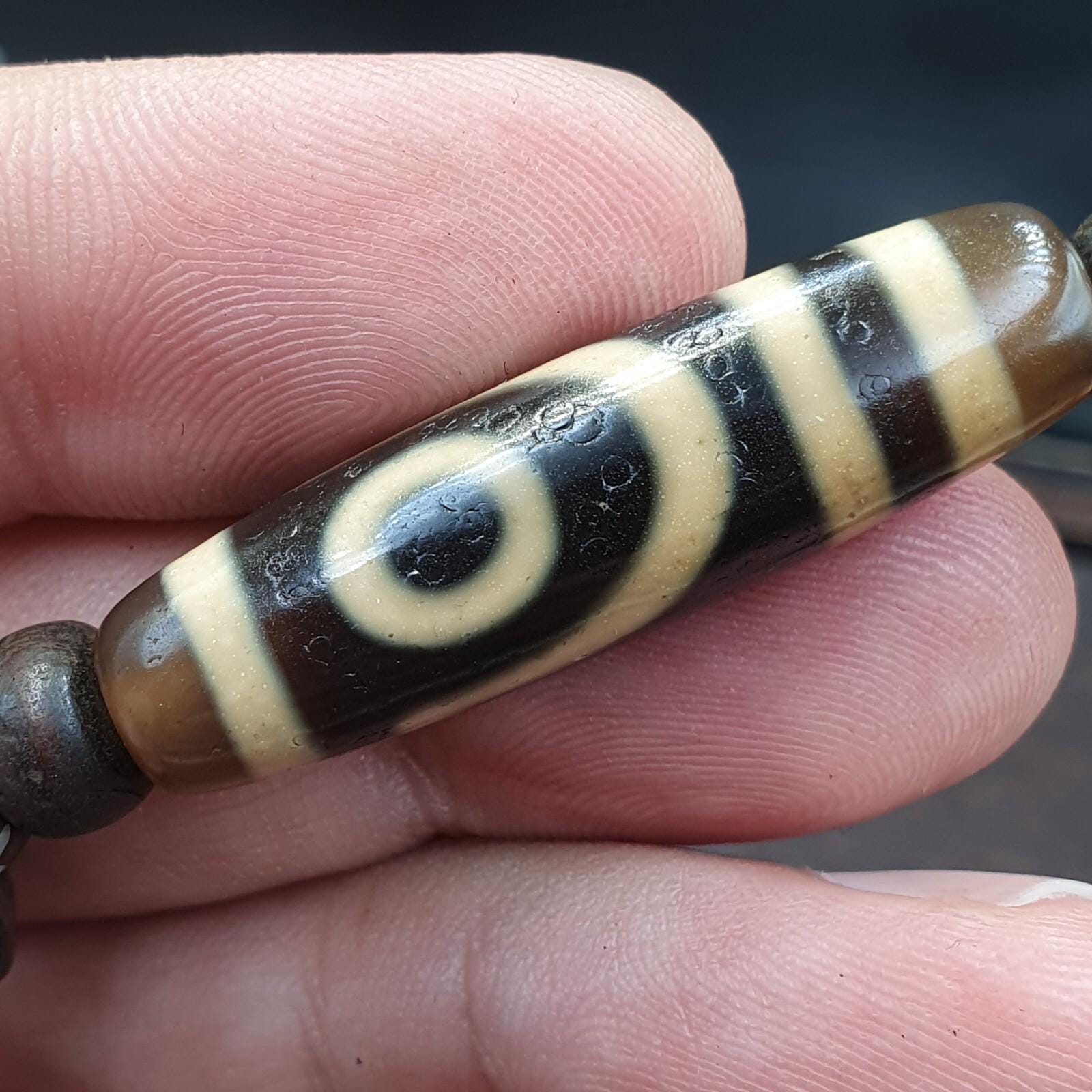 Tibetan dzi agate, carnelian himalayan carving yak bone beaded bracelet