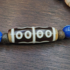 8 eyes old himalayan tibetan agate dzi and yak bone bead unique pattern bracelet