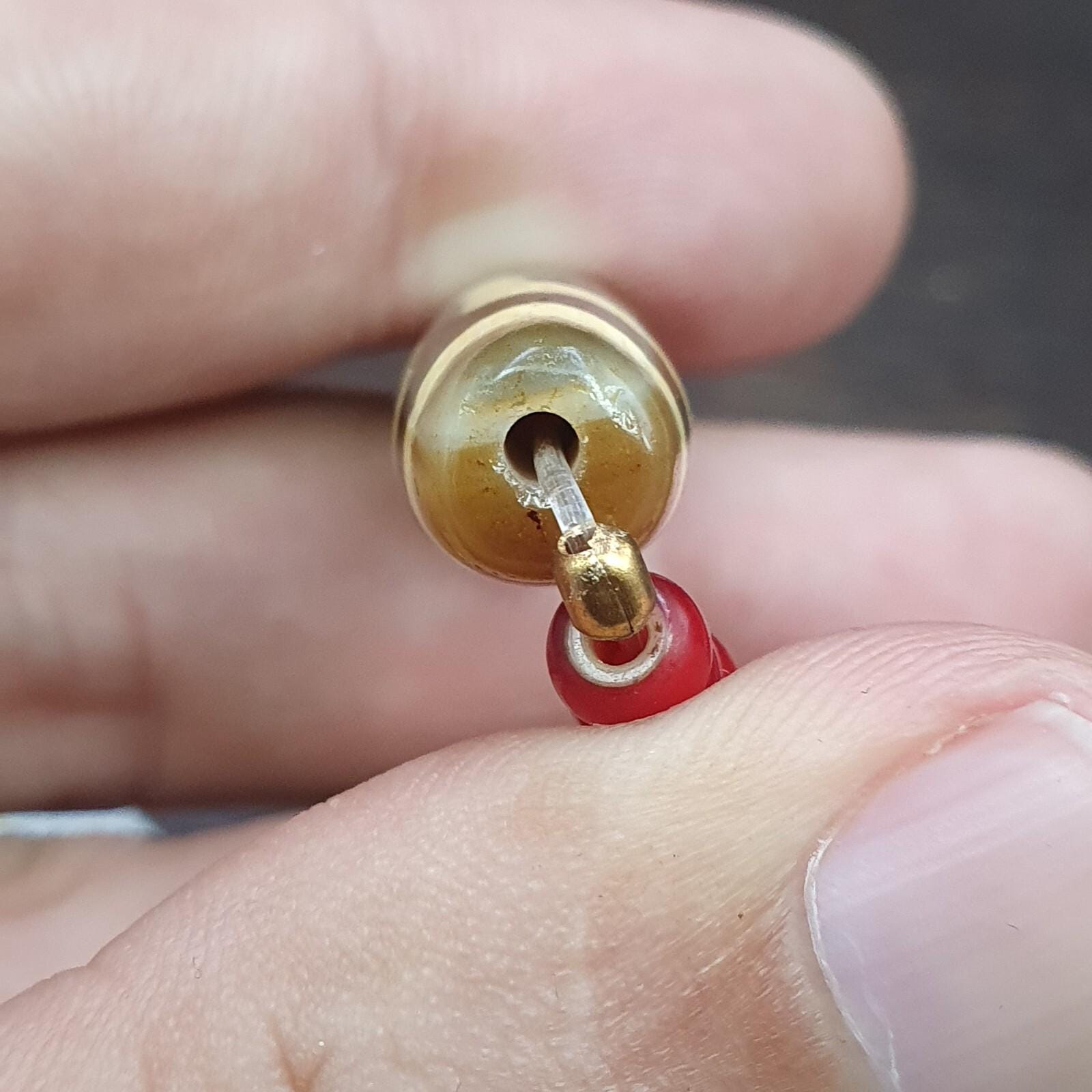 2 slide eyes old himalayan tibetan agate dzi bead unique pattern bracelet