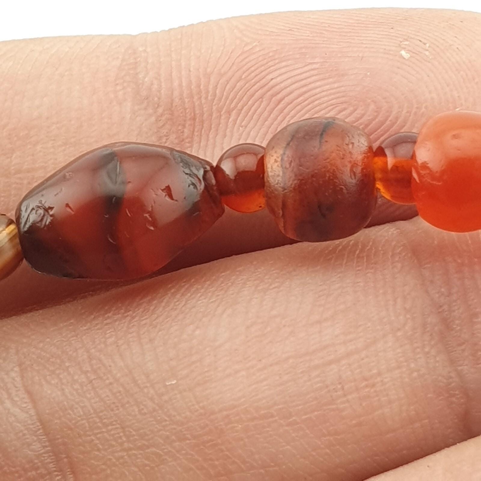 Antique african middle eastern carnelian yemeni agate beaded bracelet