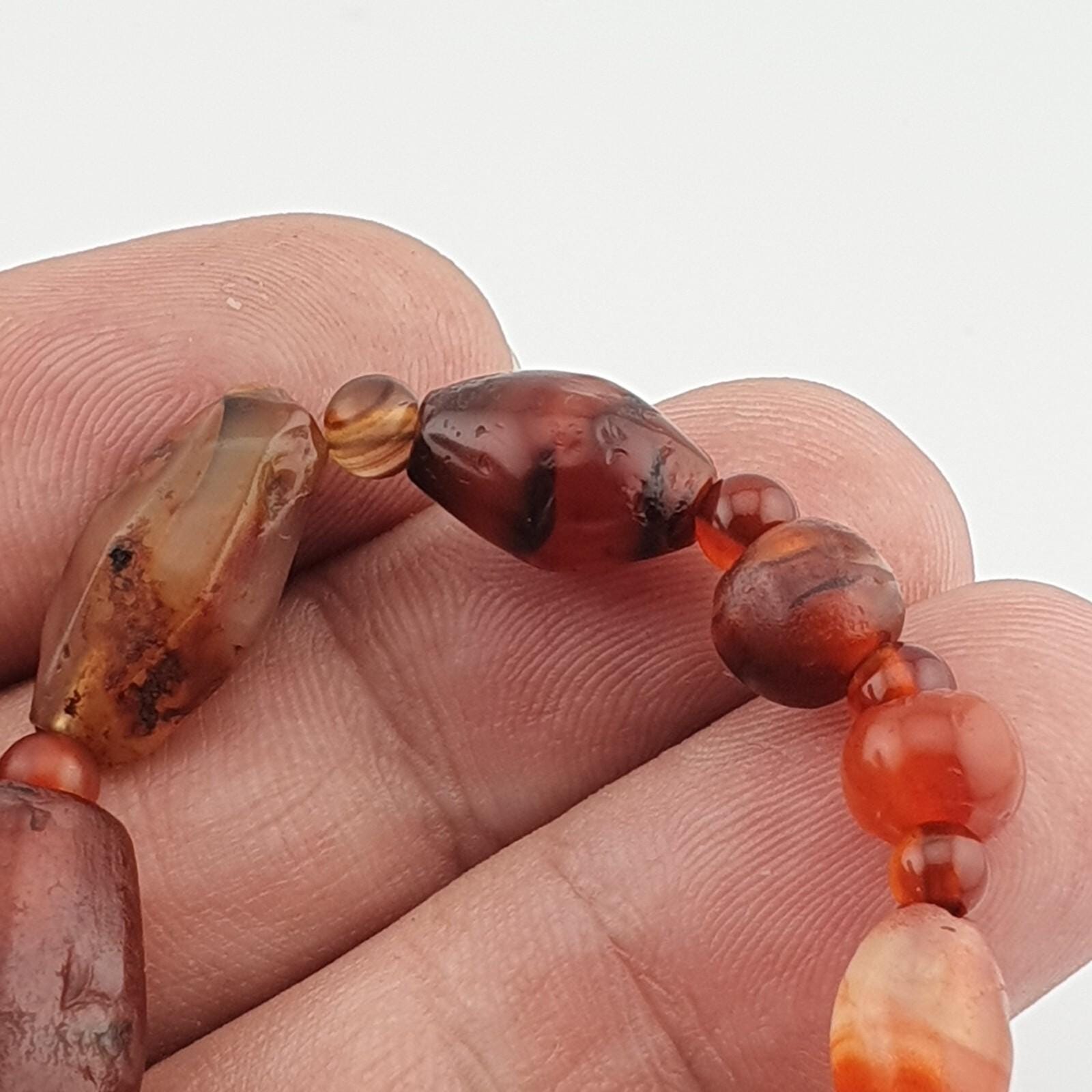 Antique african middle eastern carnelian yemeni agate beaded bracelet