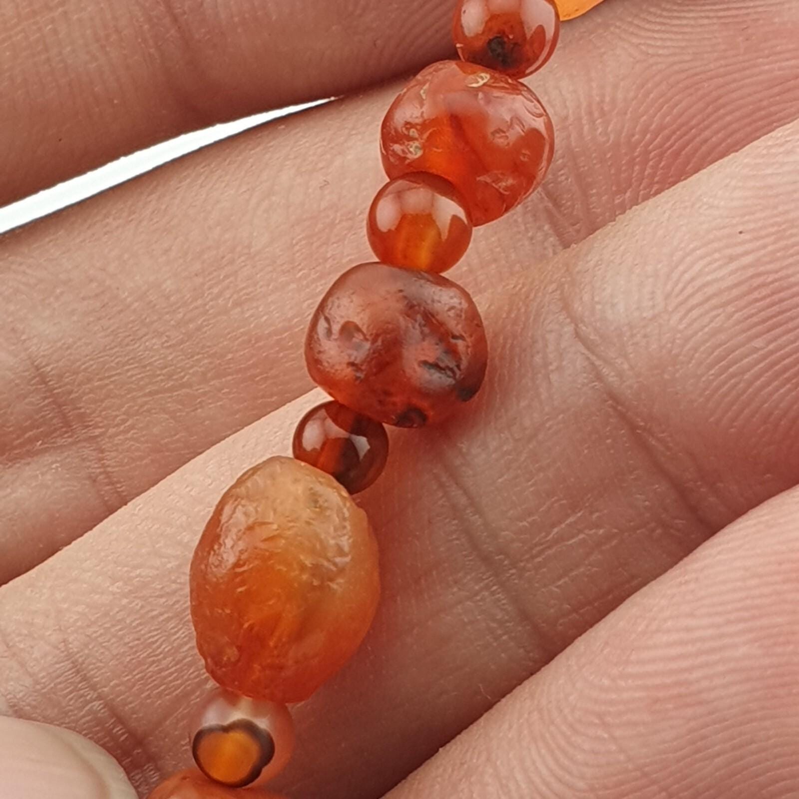 Antique african middle eastern carnelian yemeni agate beaded bracelet