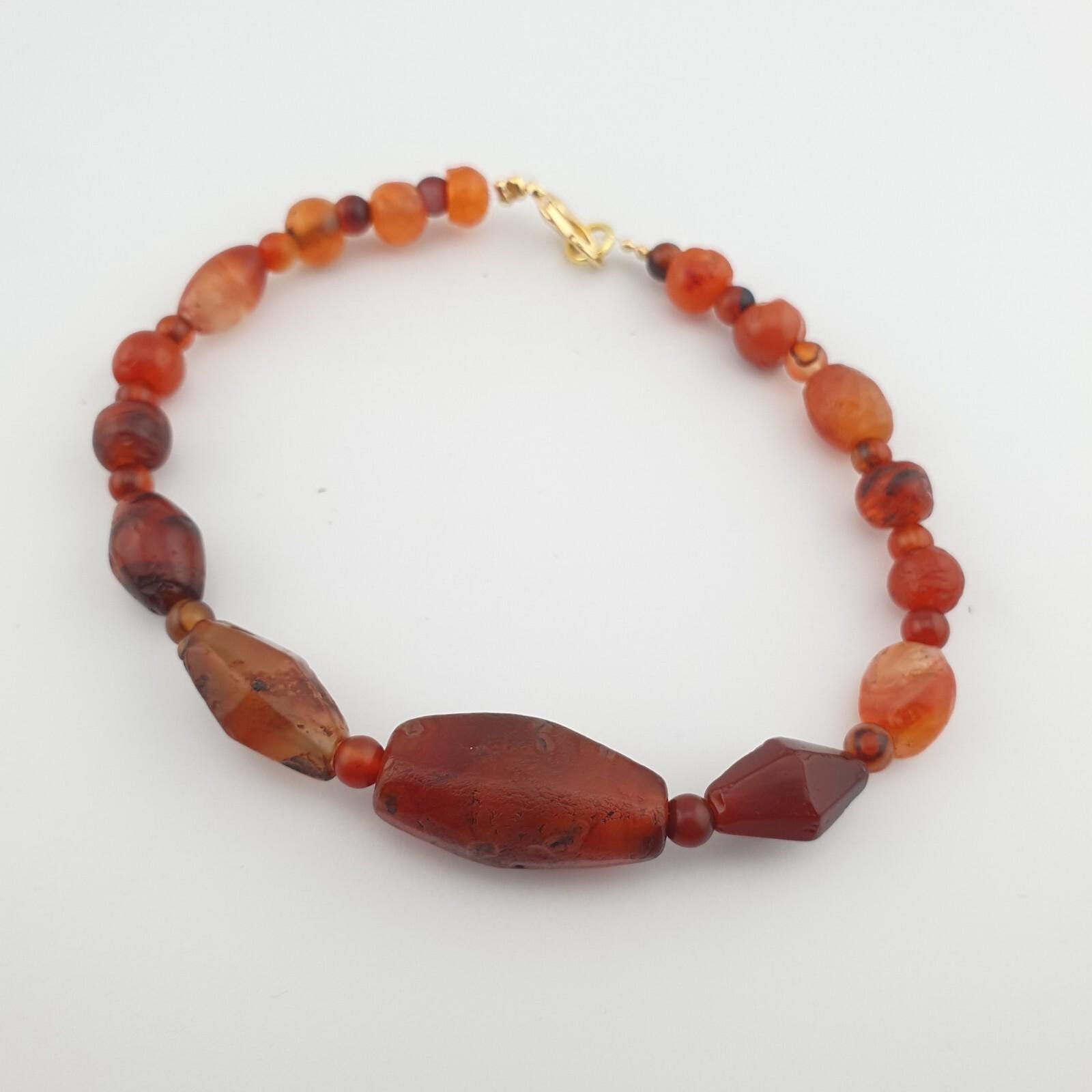 Antique african middle eastern carnelian yemeni agate beaded bracelet