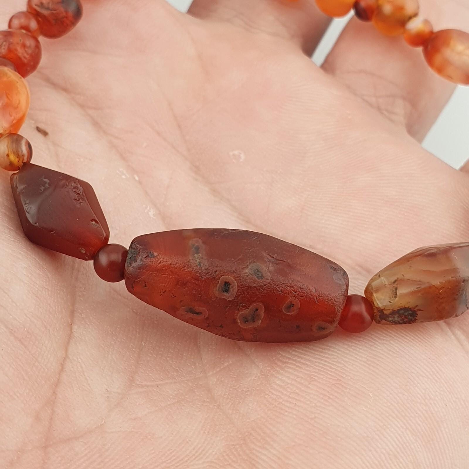 Antique african middle eastern carnelian yemeni agate beaded bracelet