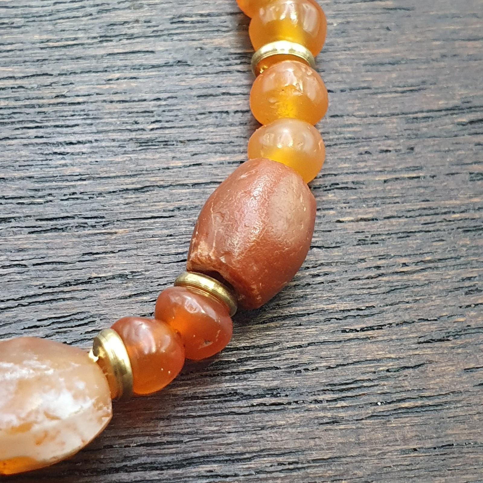 Antique ancient agate carnelian beads bracelet #jn-br1