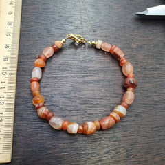Ancient antique agate carnelian beads beaded bracelet #jn-br4