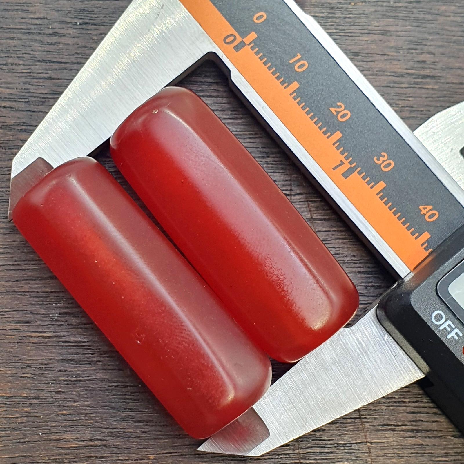 2 huge vintage himalayan red agate tube beads lot