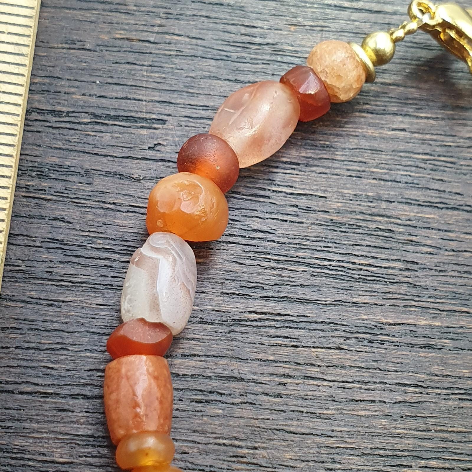 Ancient antique agate carnelian beads beaded bracelet #jn-br4