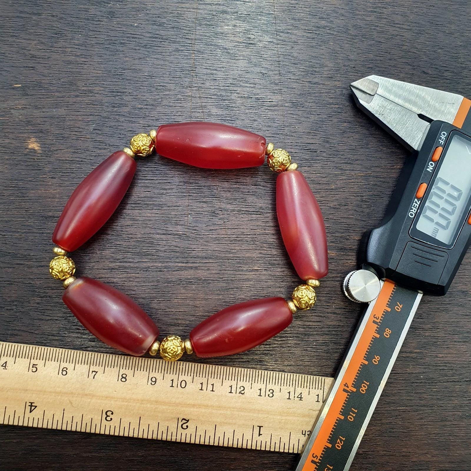 Vintage himalayan red agate bracelet – tibetan carnelian beads,
