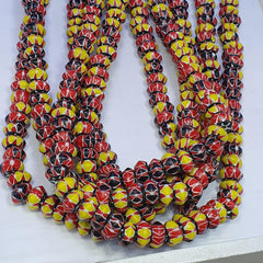 Multicolor venetian inspired glass beads 10mm red yellow chevron beads necklace