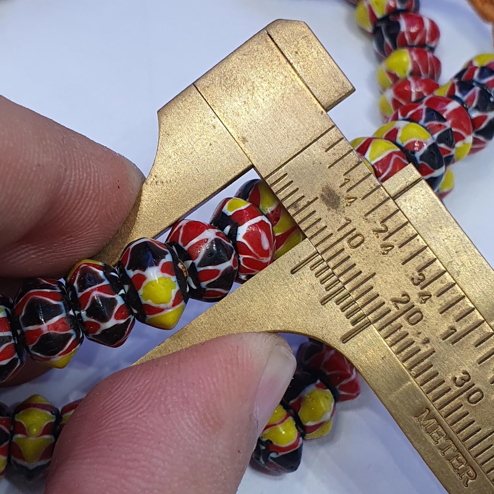 Multicolor venetian inspired glass beads 10mm red yellow chevron beads necklace