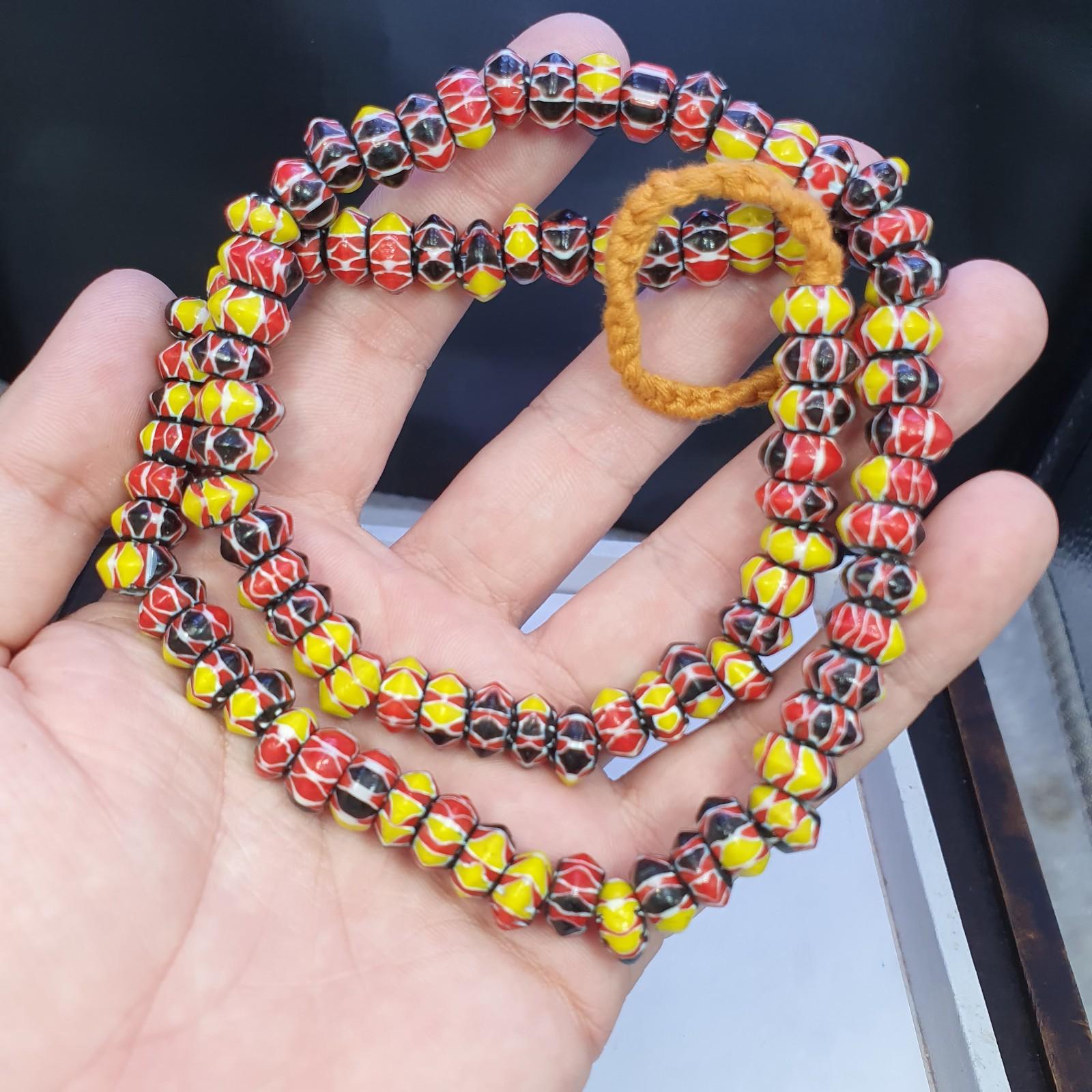 Multicolor venetian inspired glass beads 10mm red yellow chevron beads necklace