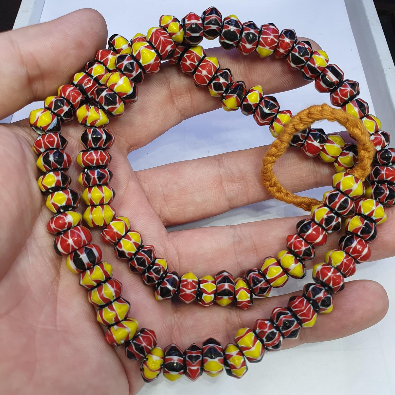Multicolor venetian inspired glass beads 10mm red yellow chevron beads necklace