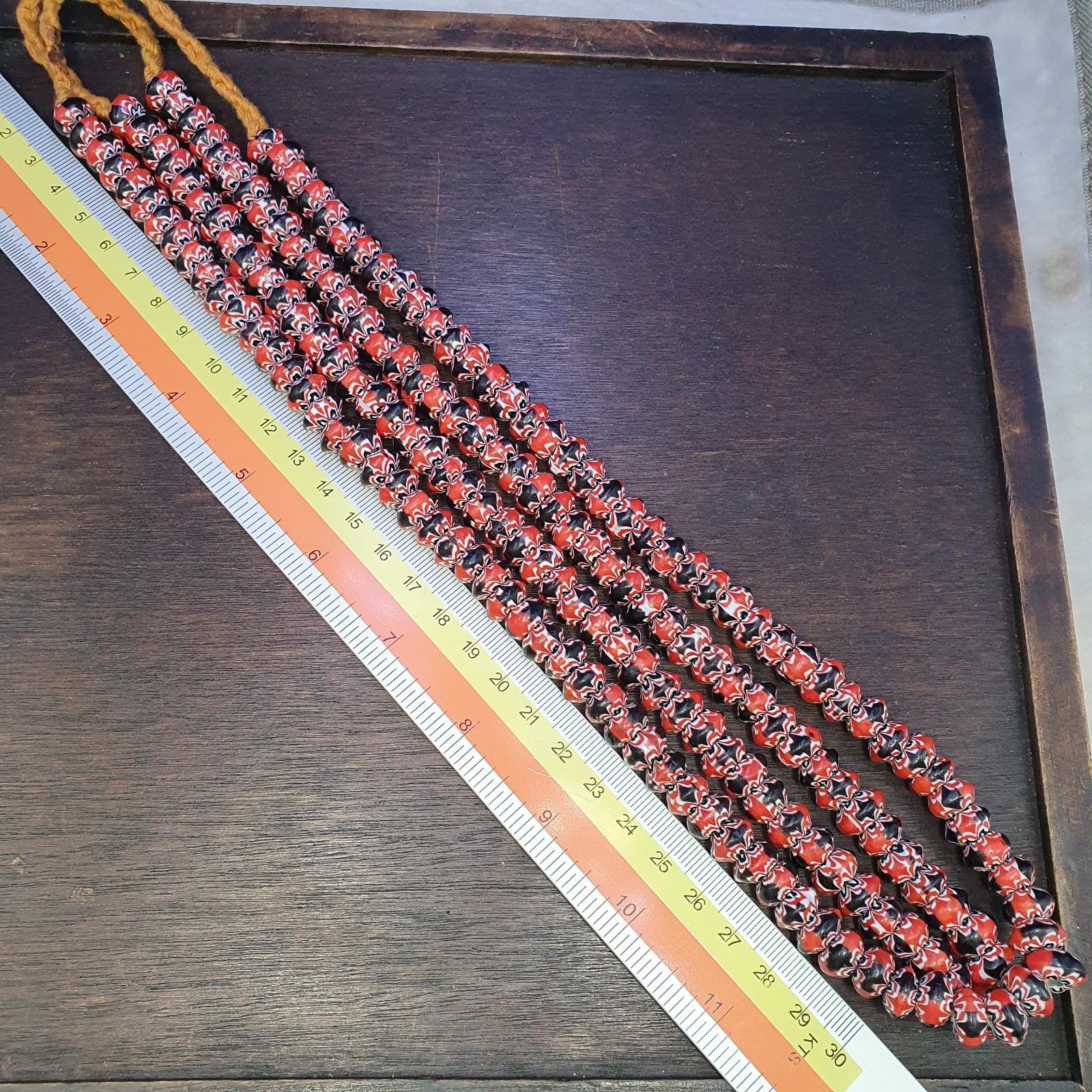 Venetian inspired glass beads 10mm red multicolor chevron beads necklace