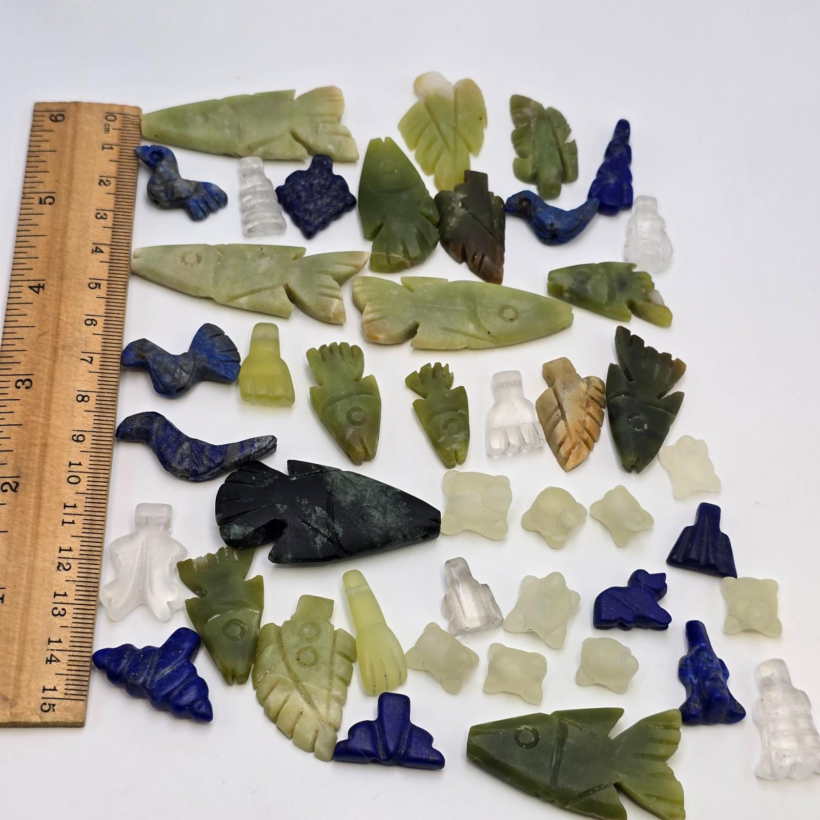 Whispers of the mountain: jade, quartz & lapis pendants lot 41 pcs