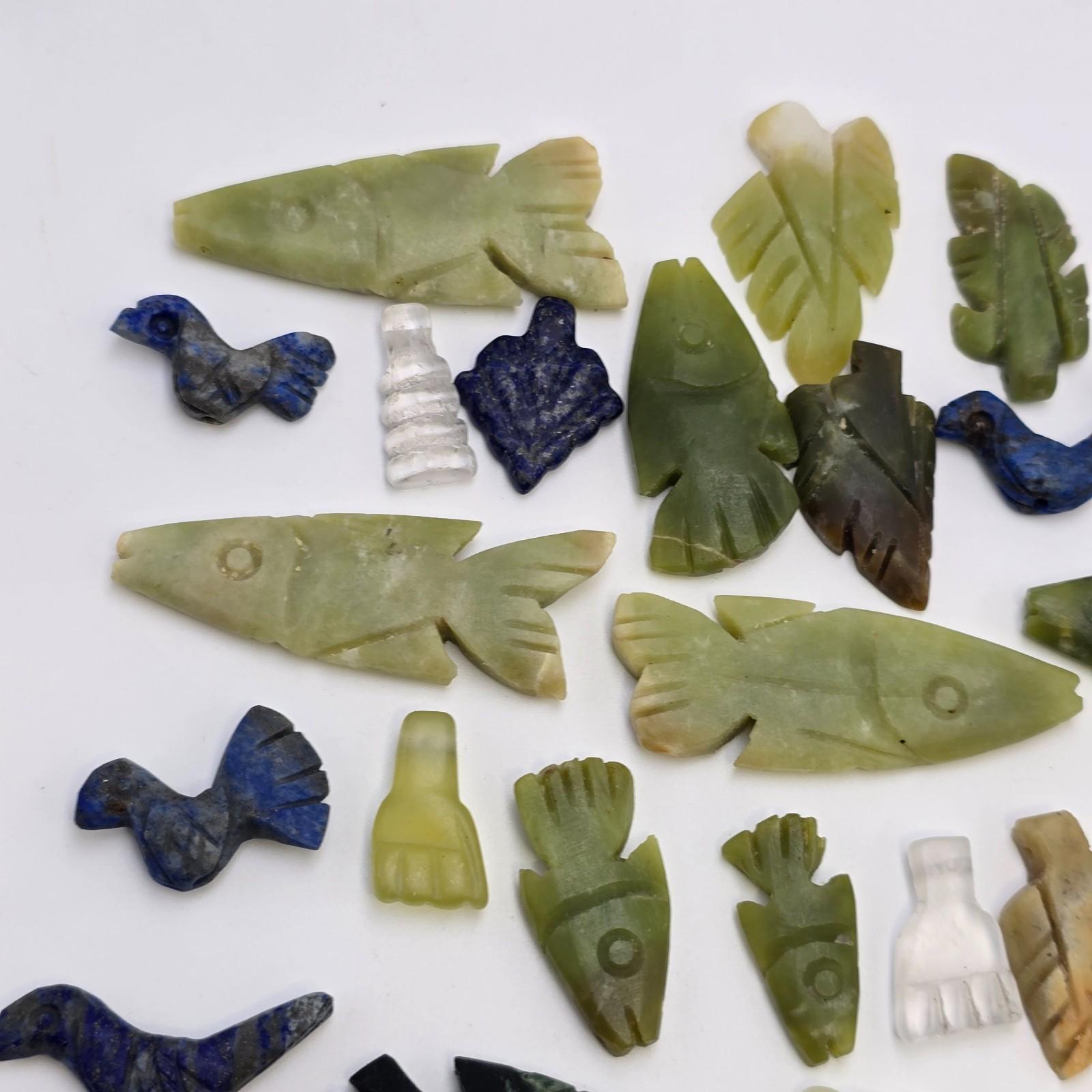 Whispers of the mountain: jade, quartz & lapis pendants lot 41 pcs