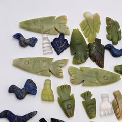 Whispers of the mountain: jade, quartz & lapis pendants lot 41 pcs