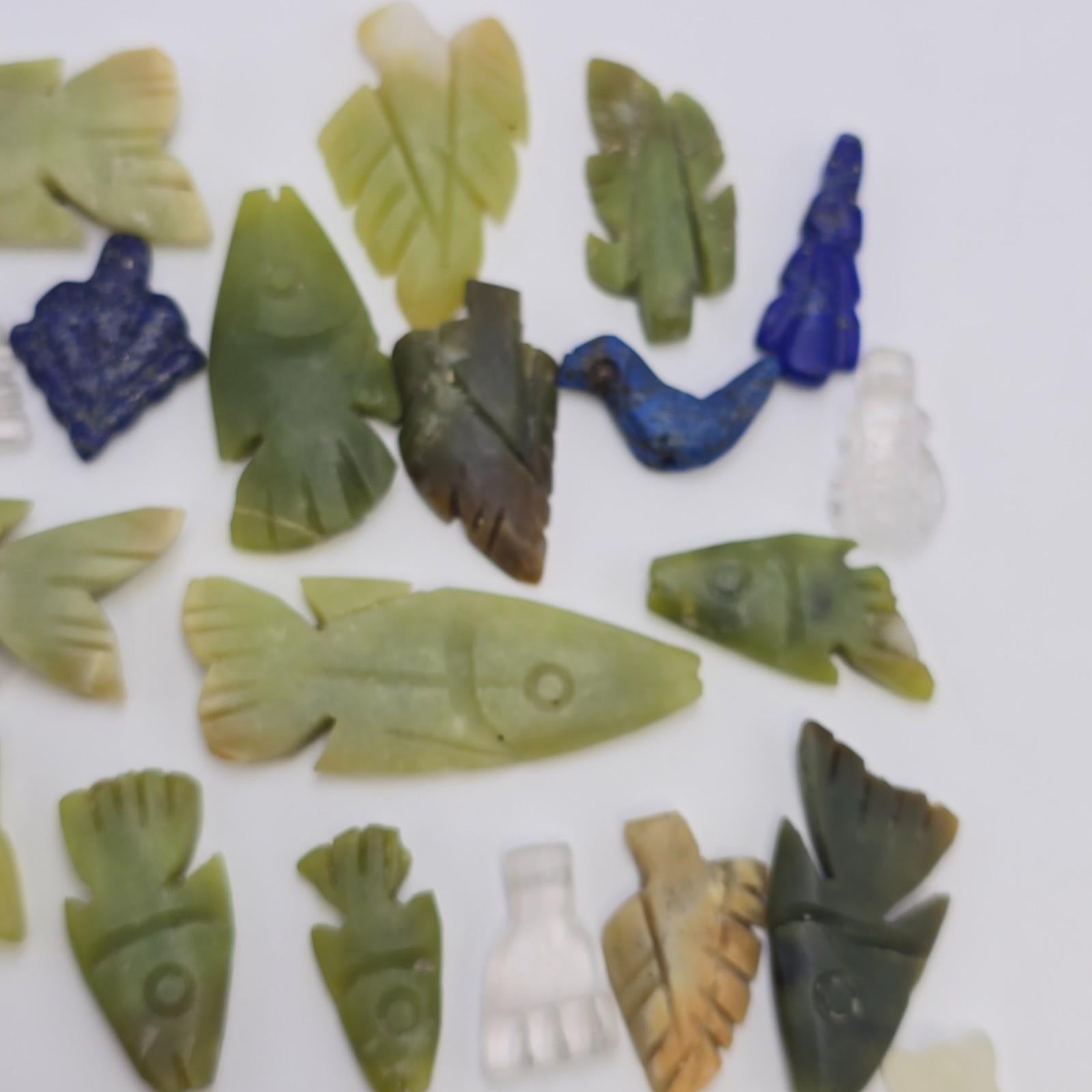 Whispers of the mountain: jade, quartz & lapis pendants lot 41 pcs