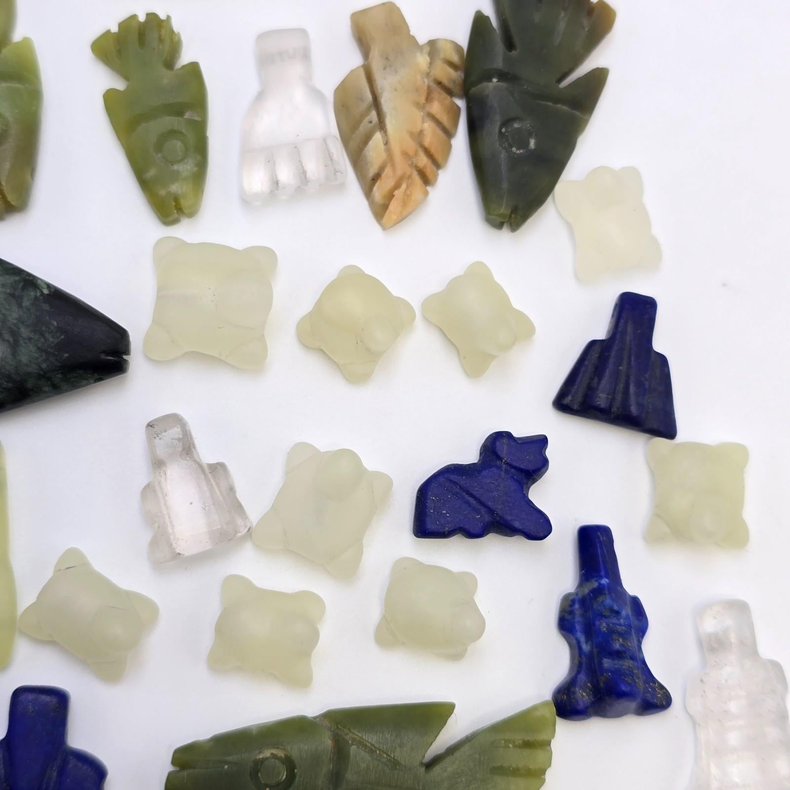 Whispers of the mountain: jade, quartz & lapis pendants lot 41 pcs