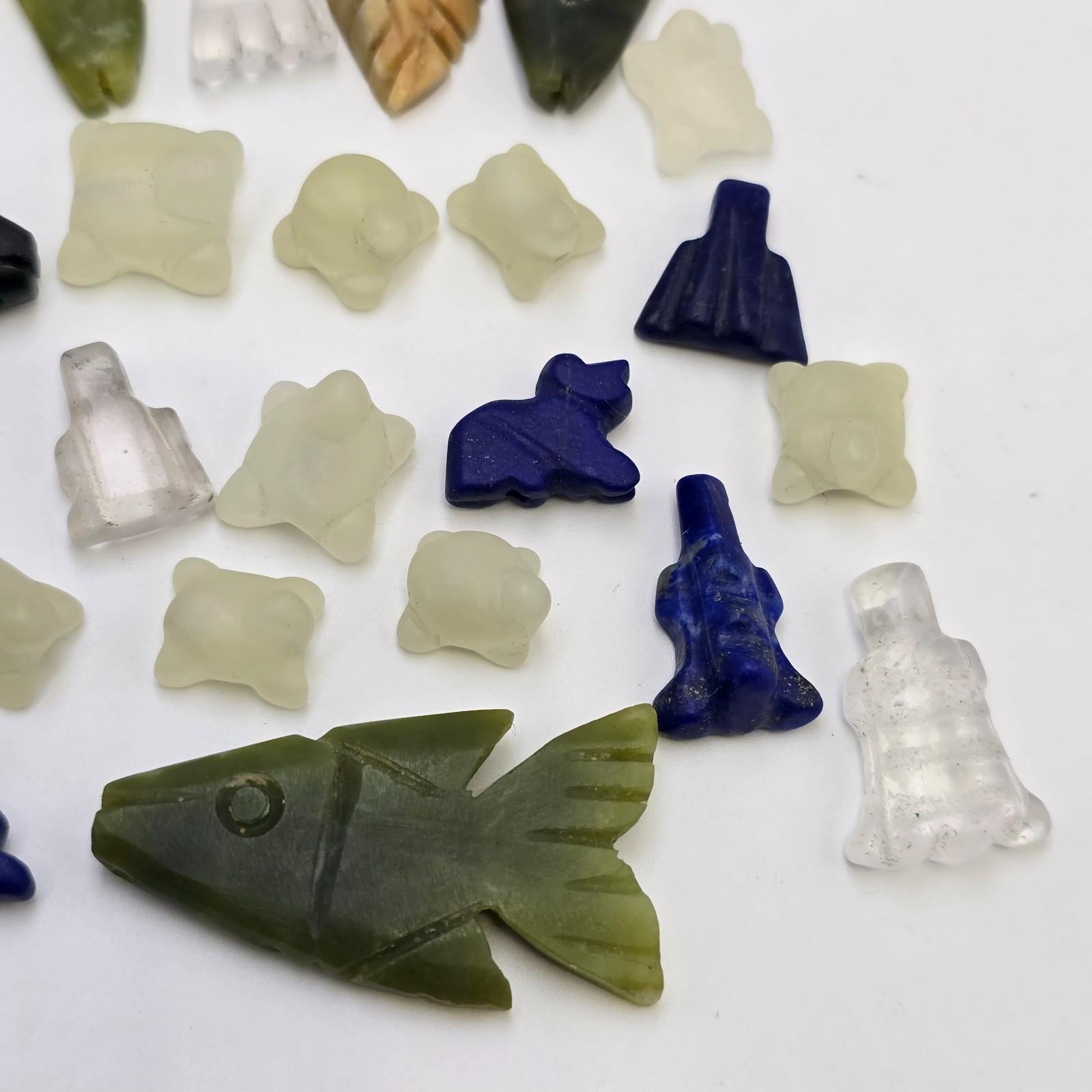 Whispers of the mountain: jade, quartz & lapis pendants lot 41 pcs