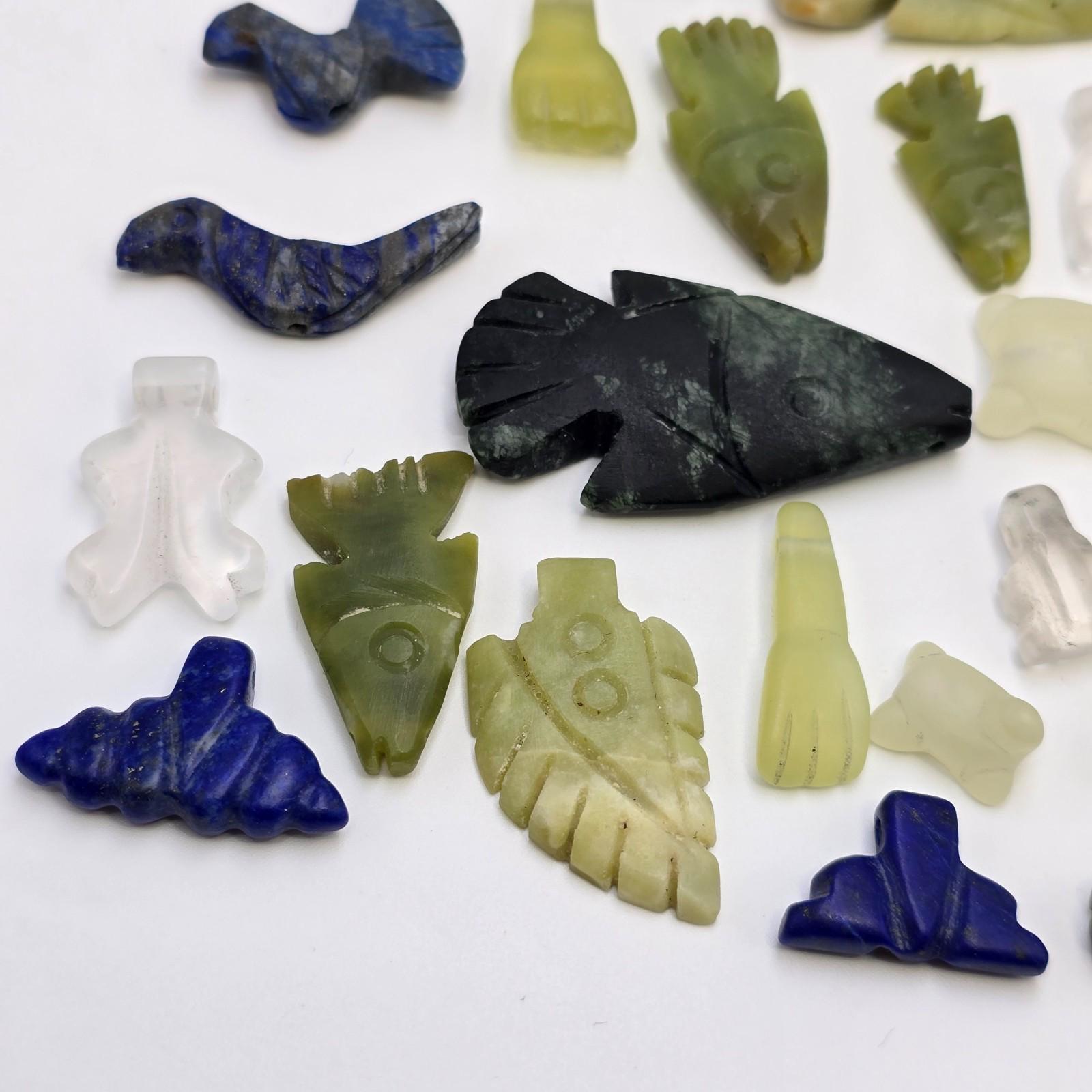 Whispers of the mountain: jade, quartz & lapis pendants lot 41 pcs